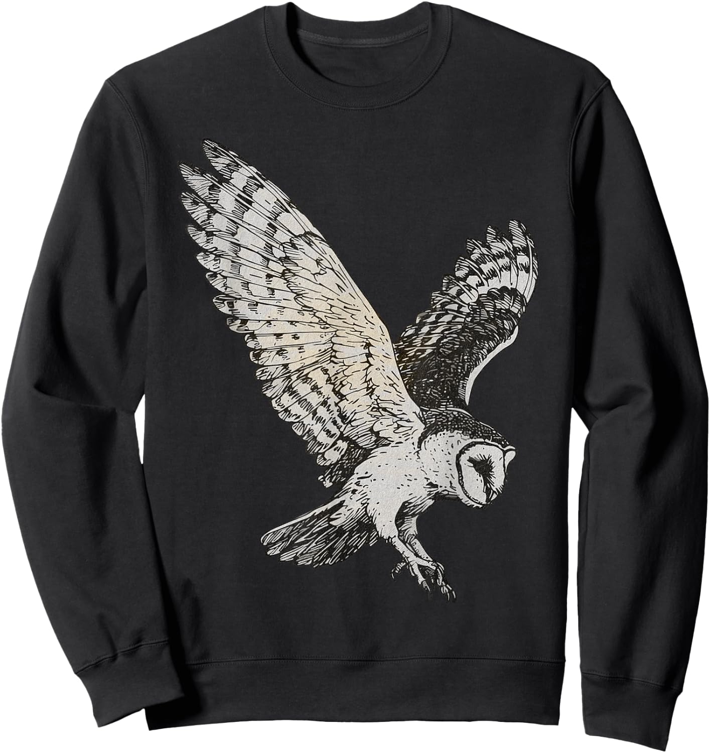 Vintage Aesthetic Nocturnal Birds Of Prey Night Flying Owl Sweatshirt - Sweatshirt | Black