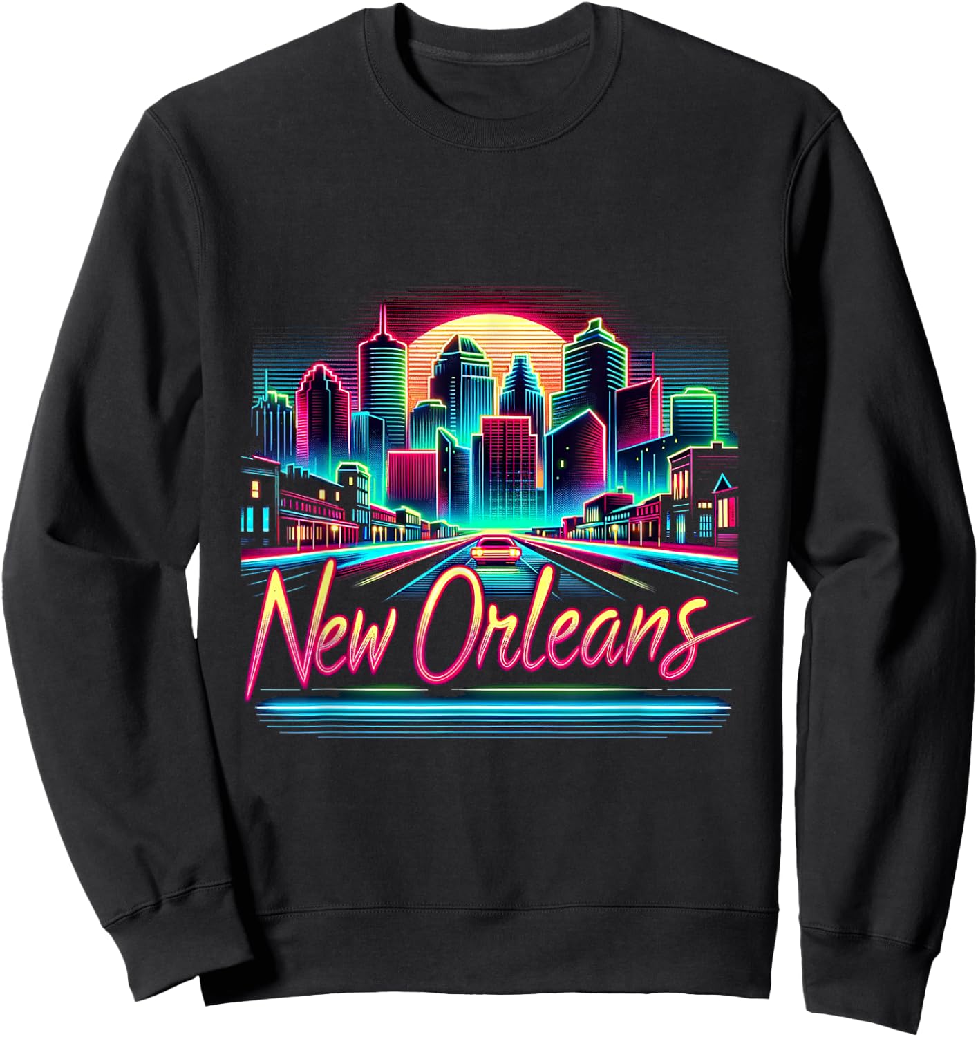 New Orleans Louisiana Shirt LA 80s 90s Retro City Skyline Sweatshirt - Sweatshirt | Black