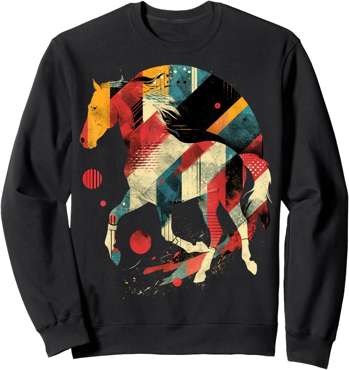 Artsy Polo player (equestrian) on Abstract Art Polo Sweatshirt - Sweatshirt | Black