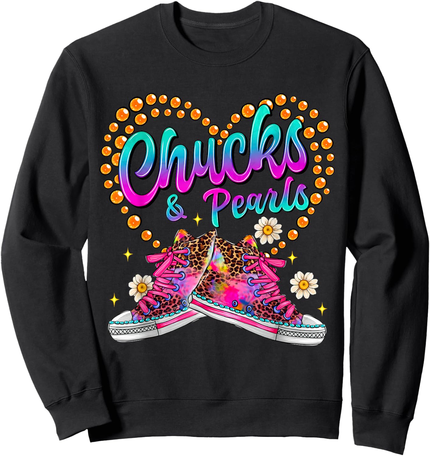 Chucks and Pearls Black and Girls Funny Sweatshirt - Sweatshirt | Black