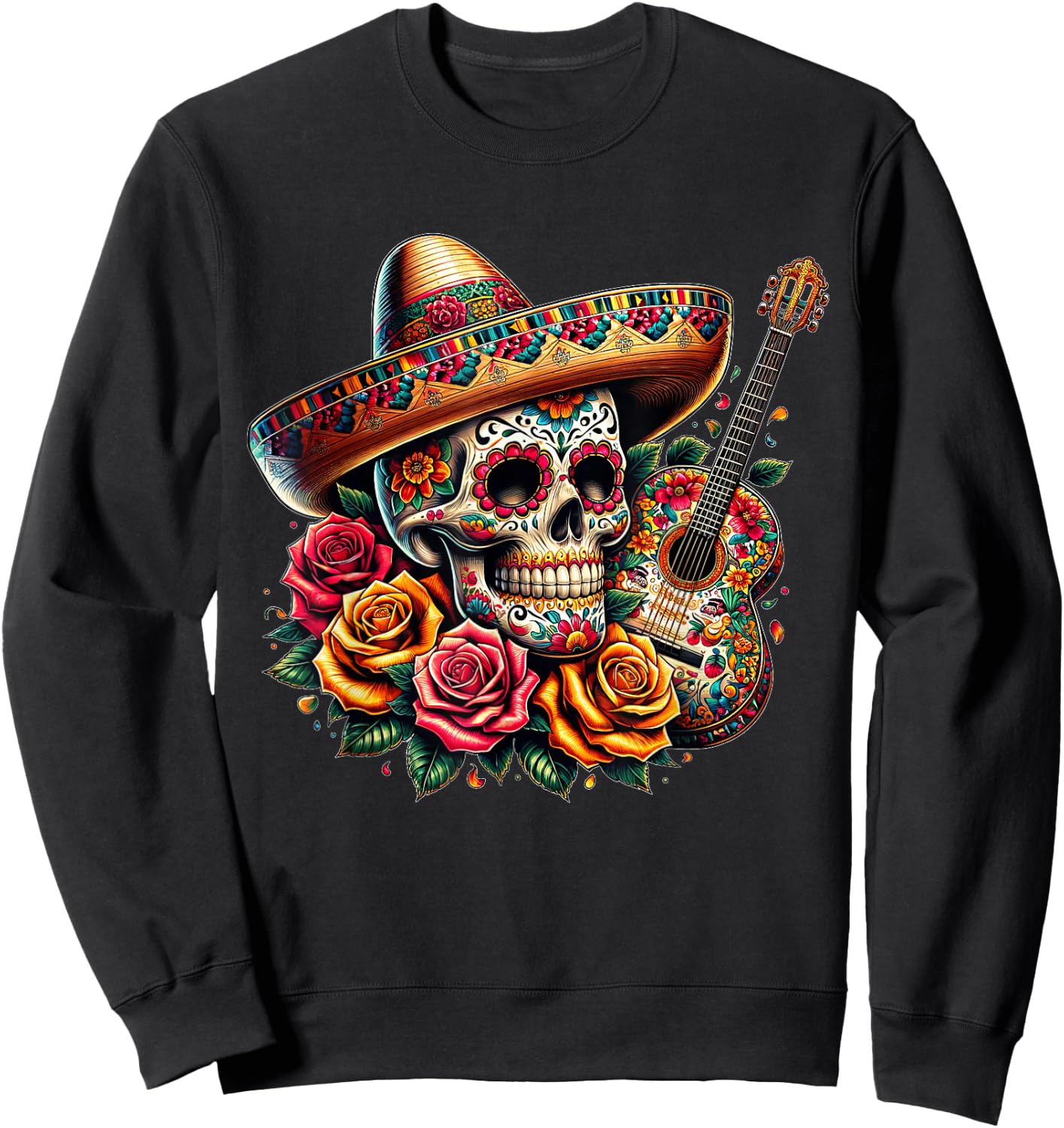 Cinco De Mayo Skull Sombrero Fiesta Mexican Skull Men Women Sweatshirt - Sweatshirt | Black
