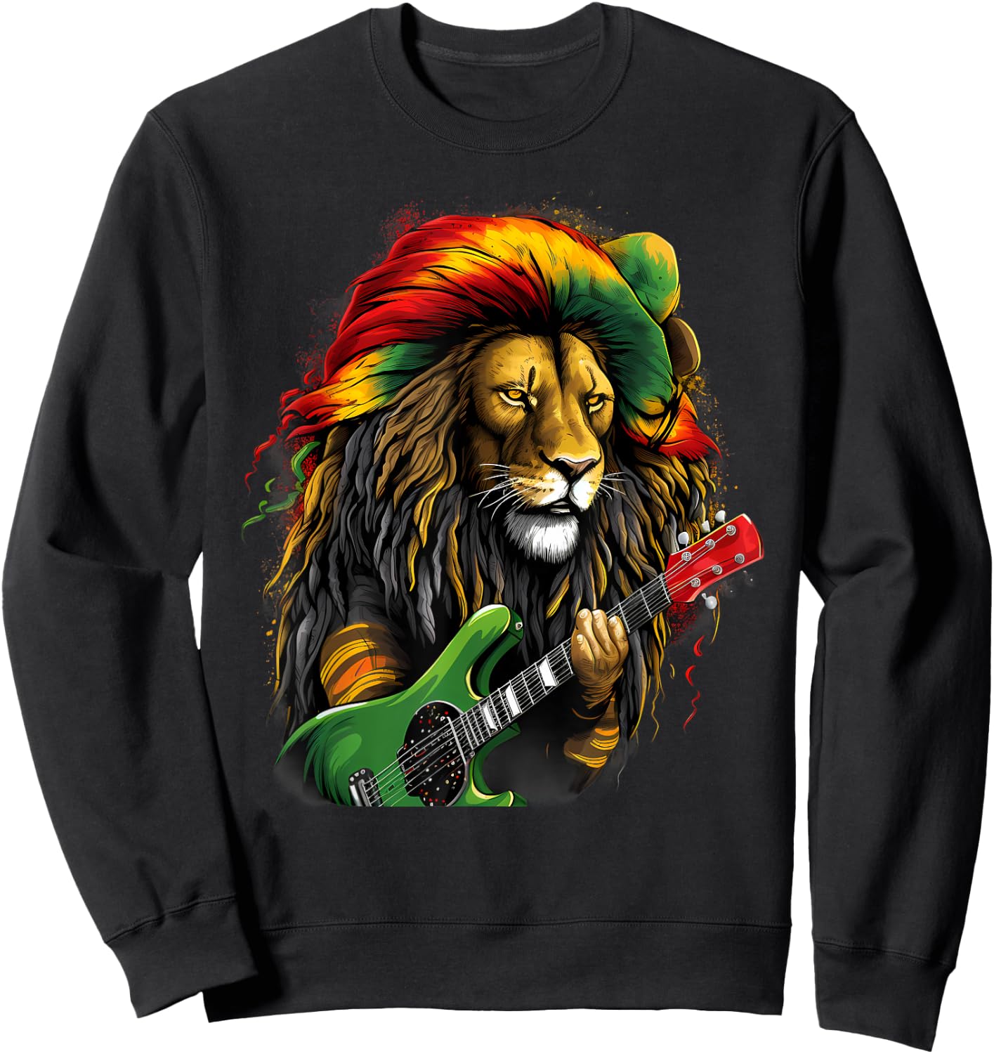 Rasta Reggae Lion Rastafarian Roots Jamaica Hippie Rastafari Sweatshirt - Sweatshirt | Black