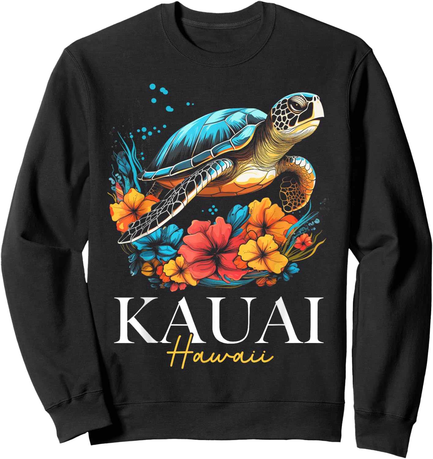 Kauai Hawaii Sea Turtle Hawaiian Diving Surfer Souvenir Sweatshirt - Sweatshirt | Black