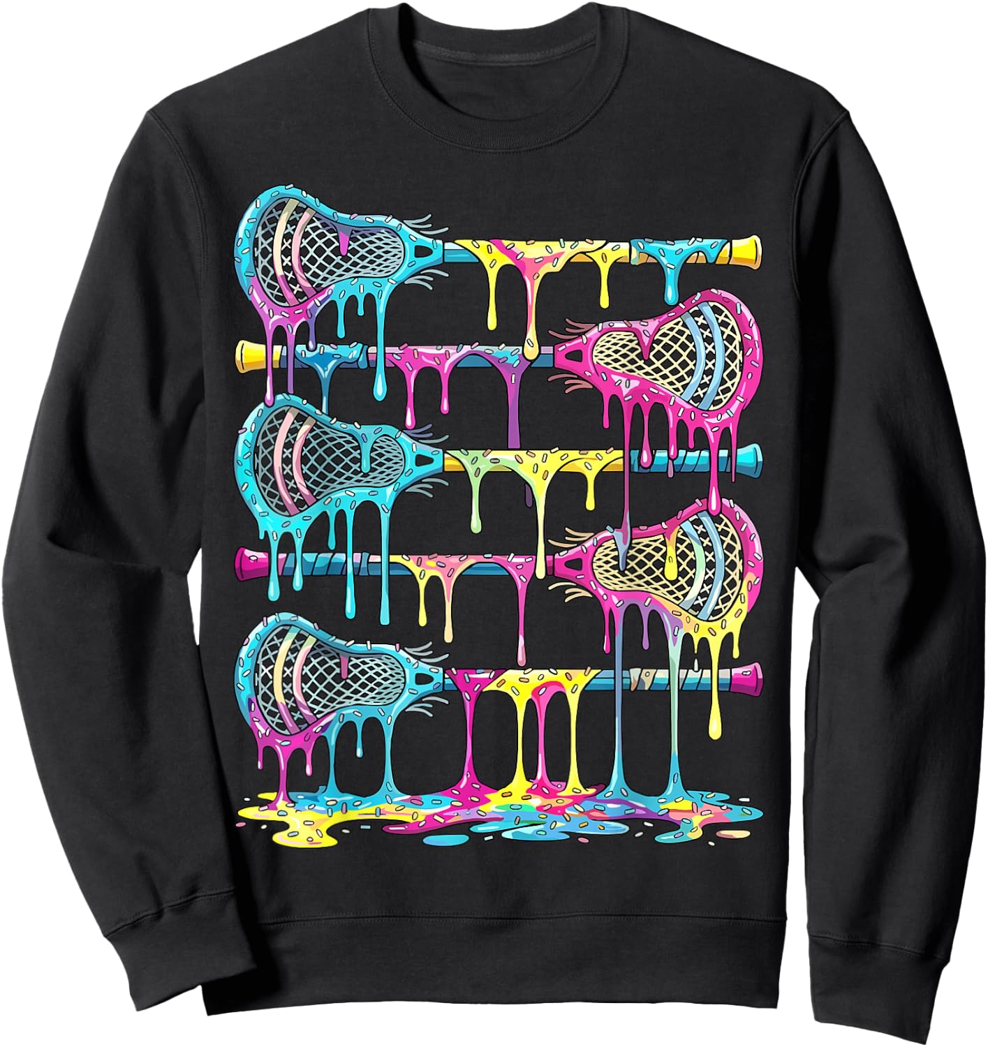 Lacrosse Sticks Drip Ice Cream Lax Sweatshirt - Sweatshirt | Black