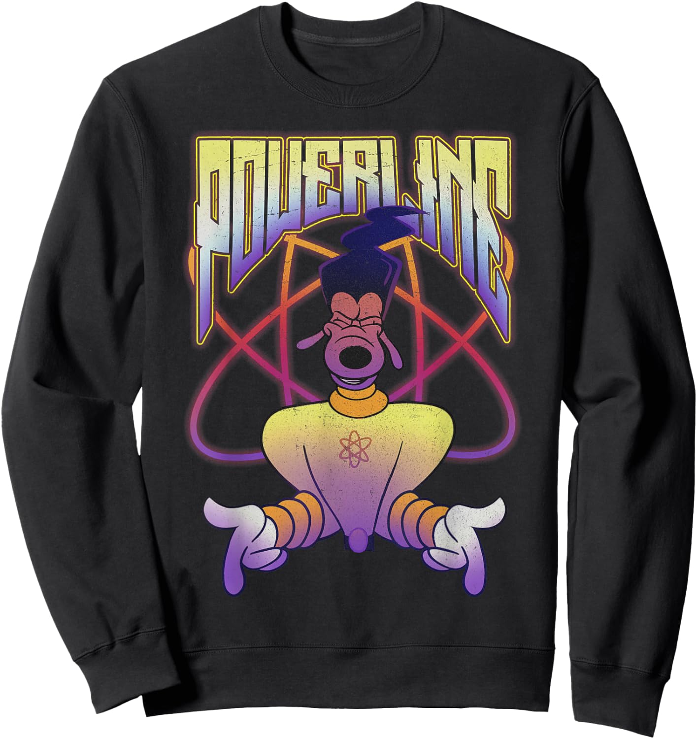 Disney A Goofy Movie Powerline Logo Portrait Short Sleeve Sweatshirt - Sweatshirt | Black