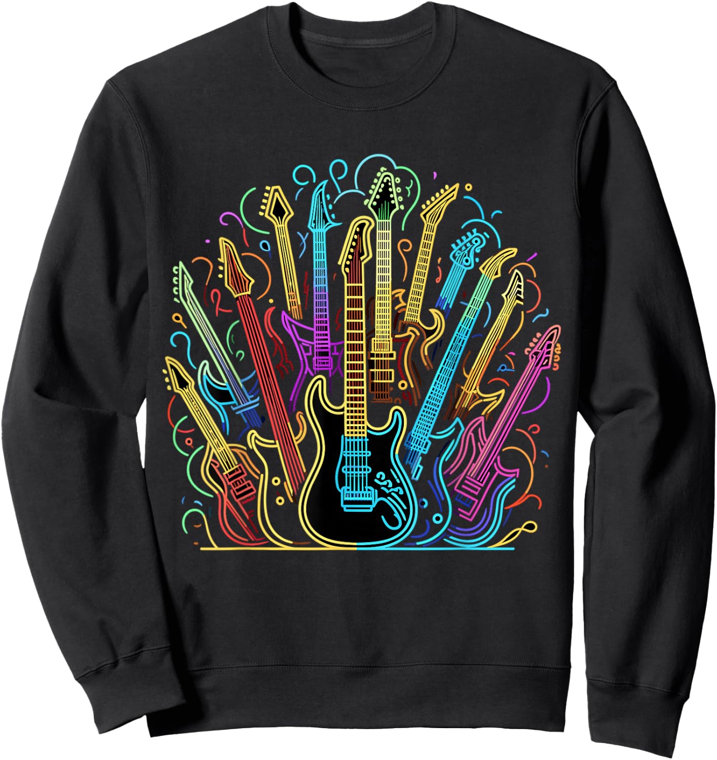 Guitars Electric Colored Acoustic Classical Sweatshirt - Sweatshirt | Black