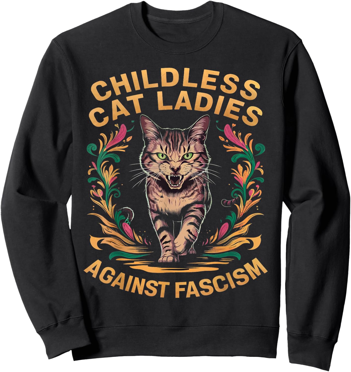 Childless Cat Ladies Against Fascism Sweatshirt - Sweatshirt | Black