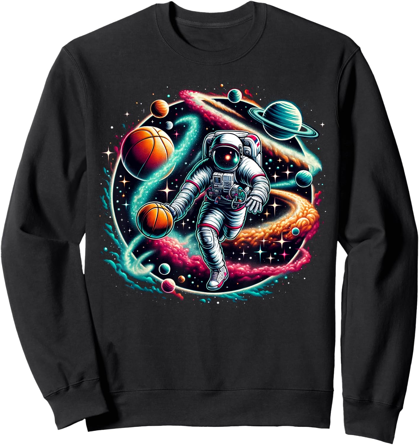 Cool Galaxy Basketball player Astronaut on Basketball Sweatshirt - Sweatshirt | Black