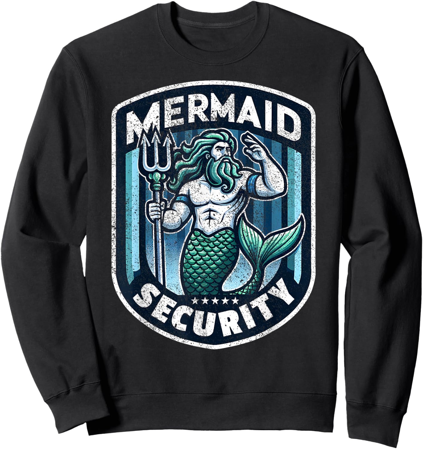 Mermaid Security Father Swimming Parent Swimmer Dad Swim Sweatshirt - Sweatshirt | Black