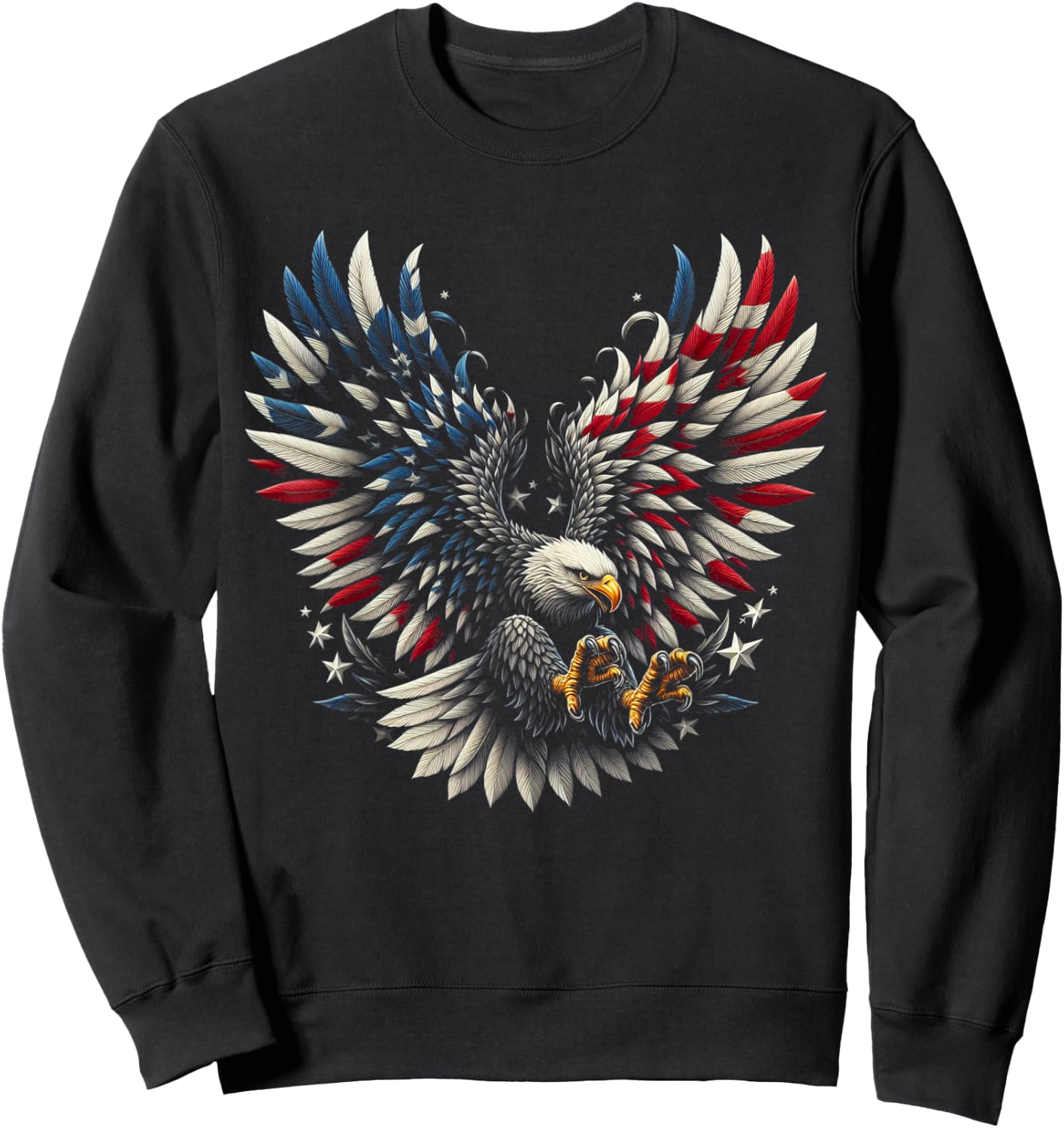 Patriotic American With Eagle And USA Flag Women Kids Men Sweatshirt - Sweatshirt | Black