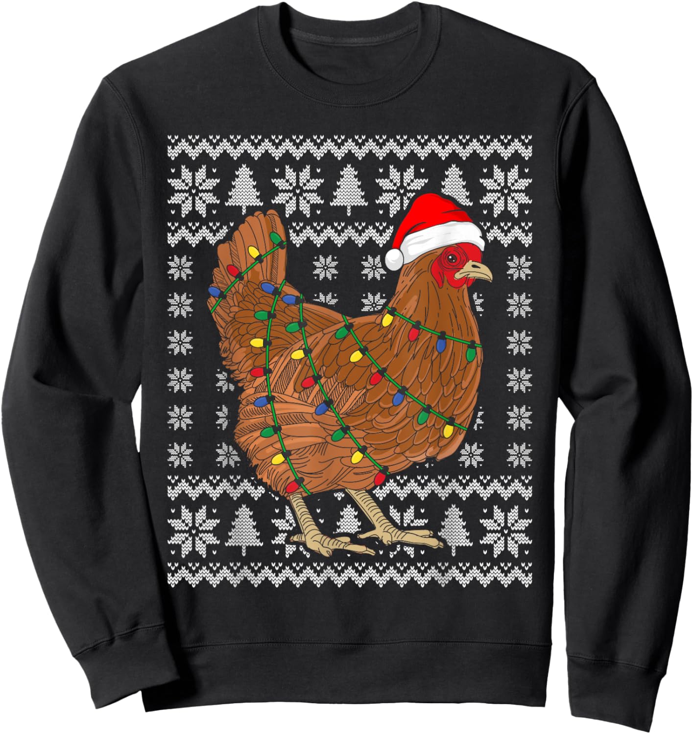 Ugly Christmas Sweater Funny Chicken Christmas Sweatshirt - Sweatshirt | Black
