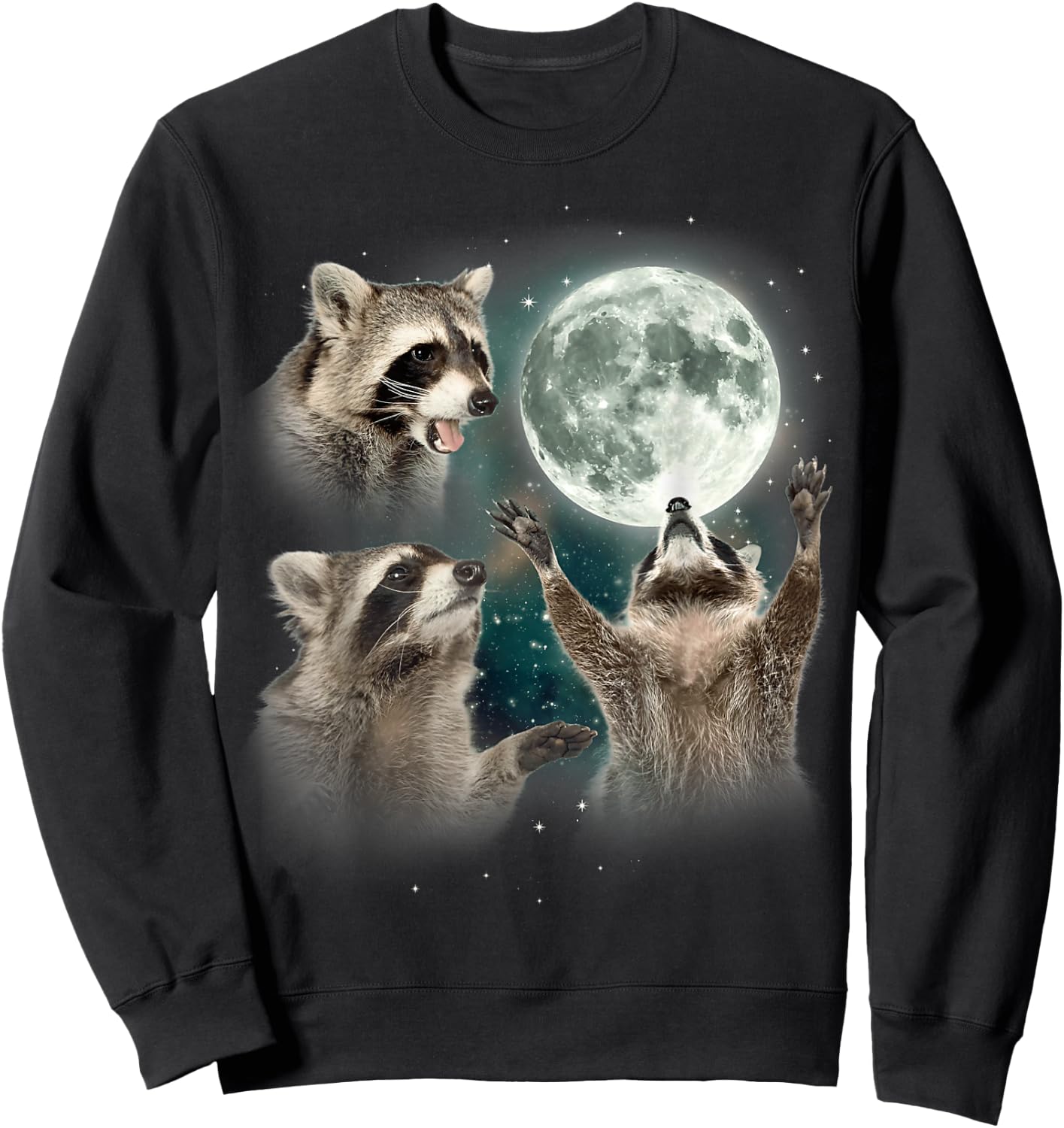 Three Moon Racoon Funny Racoon Oddly Specific Dank Meme Sweatshirt - Sweatshirt | Black