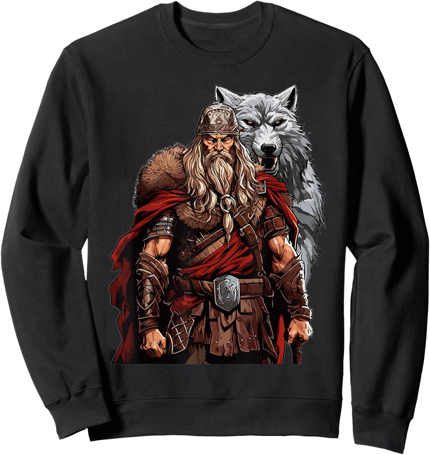 Viking Warrior With Wolf Norse Mythology Sweatshirt - Sweatshirt | Black