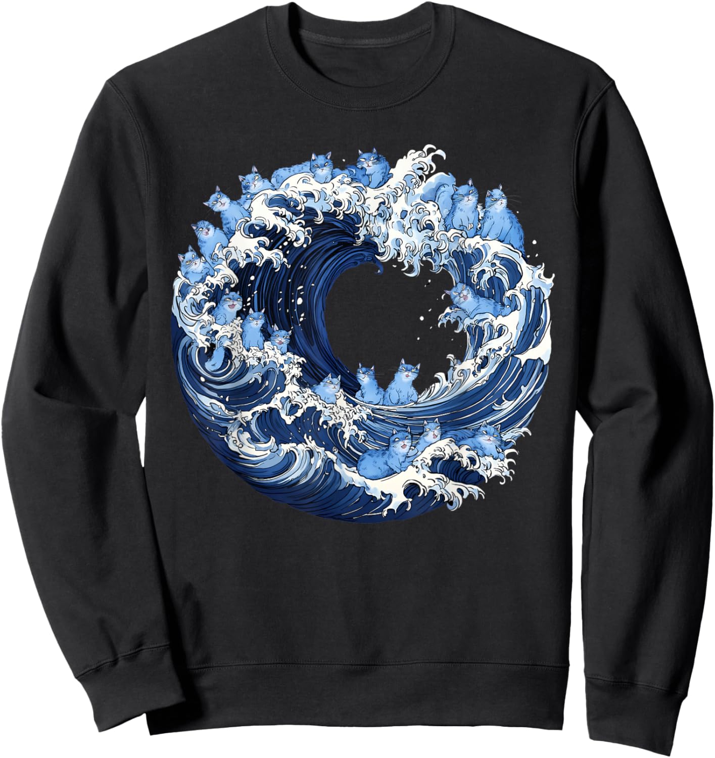 Cute Wave of Blue Cats for Kamala Sweatshirt - Sweatshirt | Black