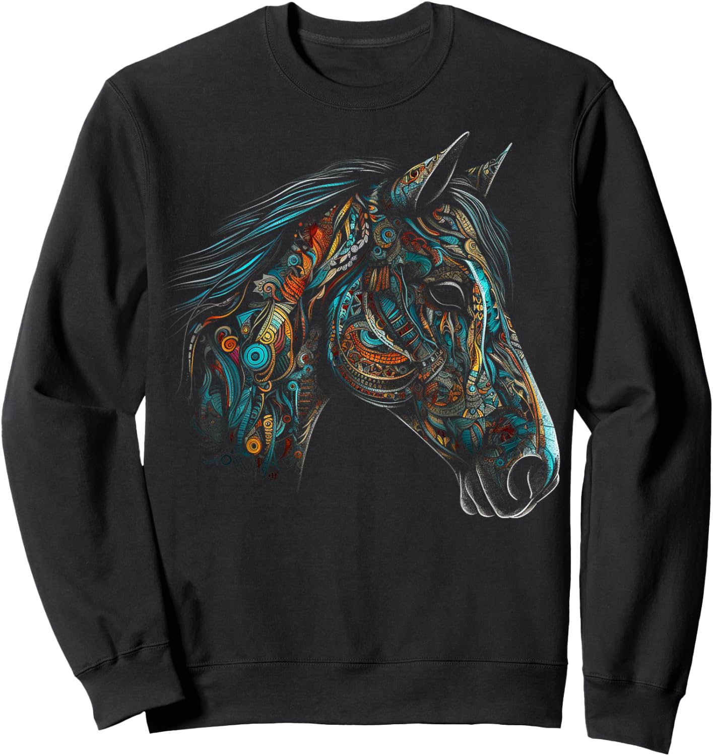 Horse Art - Horse Motif Animal Horse Sweatshirt - Sweatshirt | Black