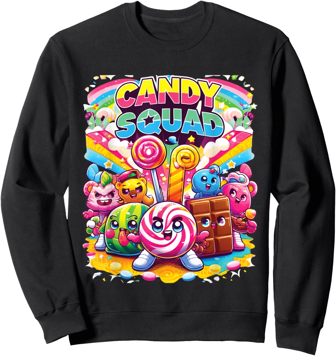 Candyland Party Candy Squad Colorful Candy For Kids Sweetie Sweatshirt - Sweatshirt | Black