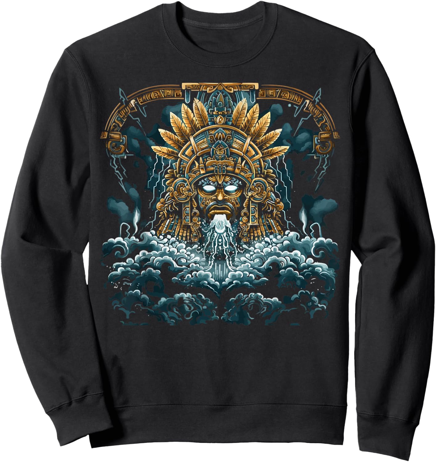 Aztec God Aztec Culture Mayan Indigenous Tlaloc Statue Sweatshirt - Sweatshirt | Black