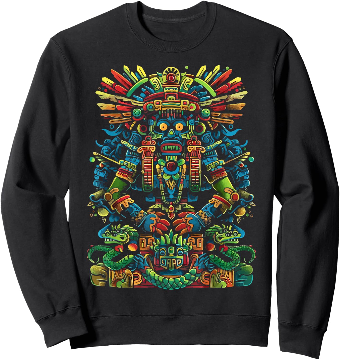 Aztec God Aztec Culture Mayan Indigenous Tlaloc Statue Sweatshirt - Sweatshirt | Black