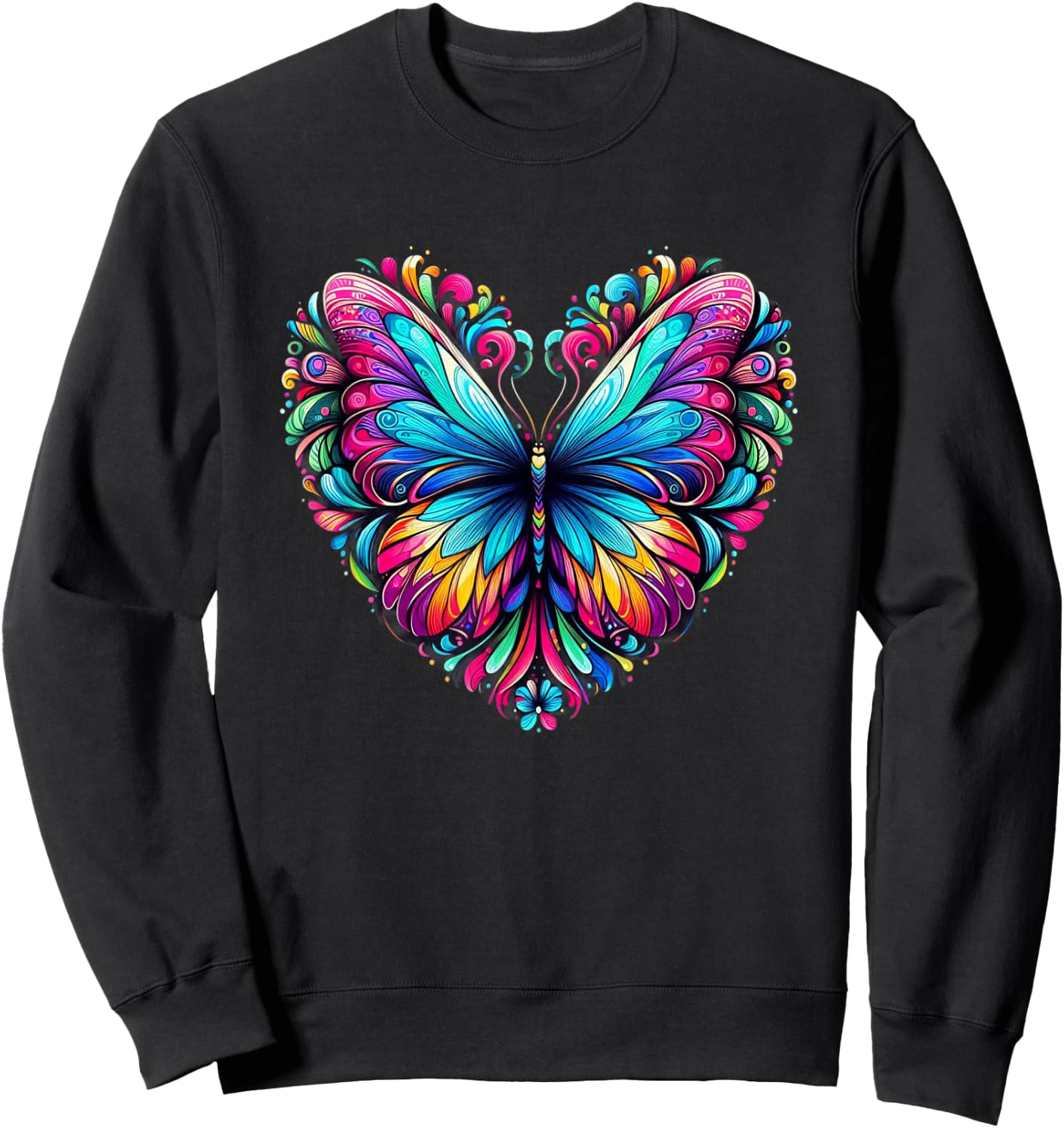 Butterfly Love Colorful Butterflies Art Beautiful Garden Sweatshirt - Sweatshirt | Black