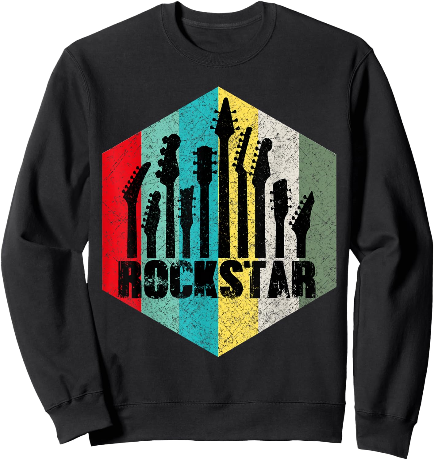 Kids Rockstar Vintage Guitar Sweatshirt - Sweatshirt | Black