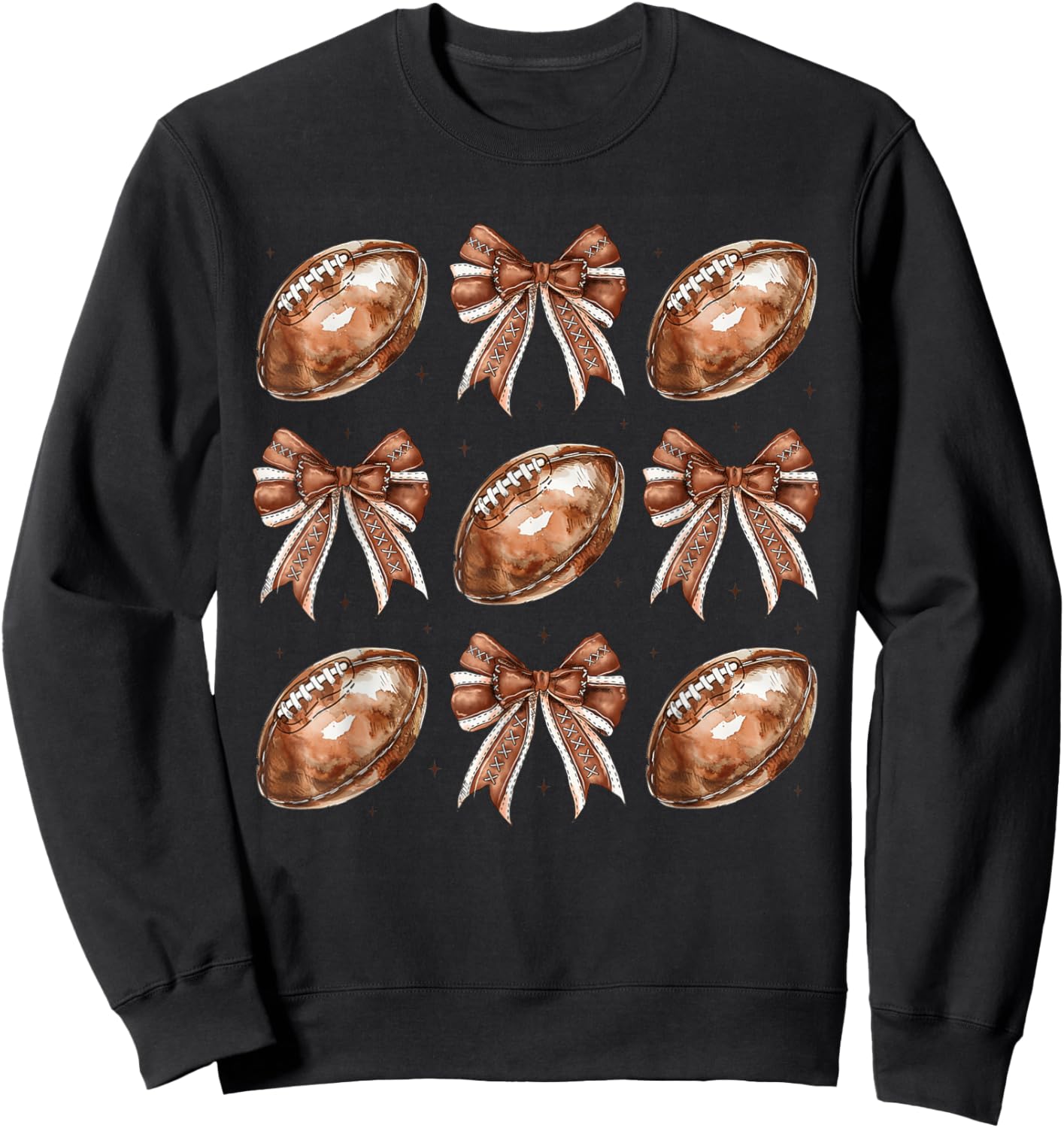 Autumn Coquette Bow Game Day American Football Player Coach Sweatshirt - Sweatshirt | Black