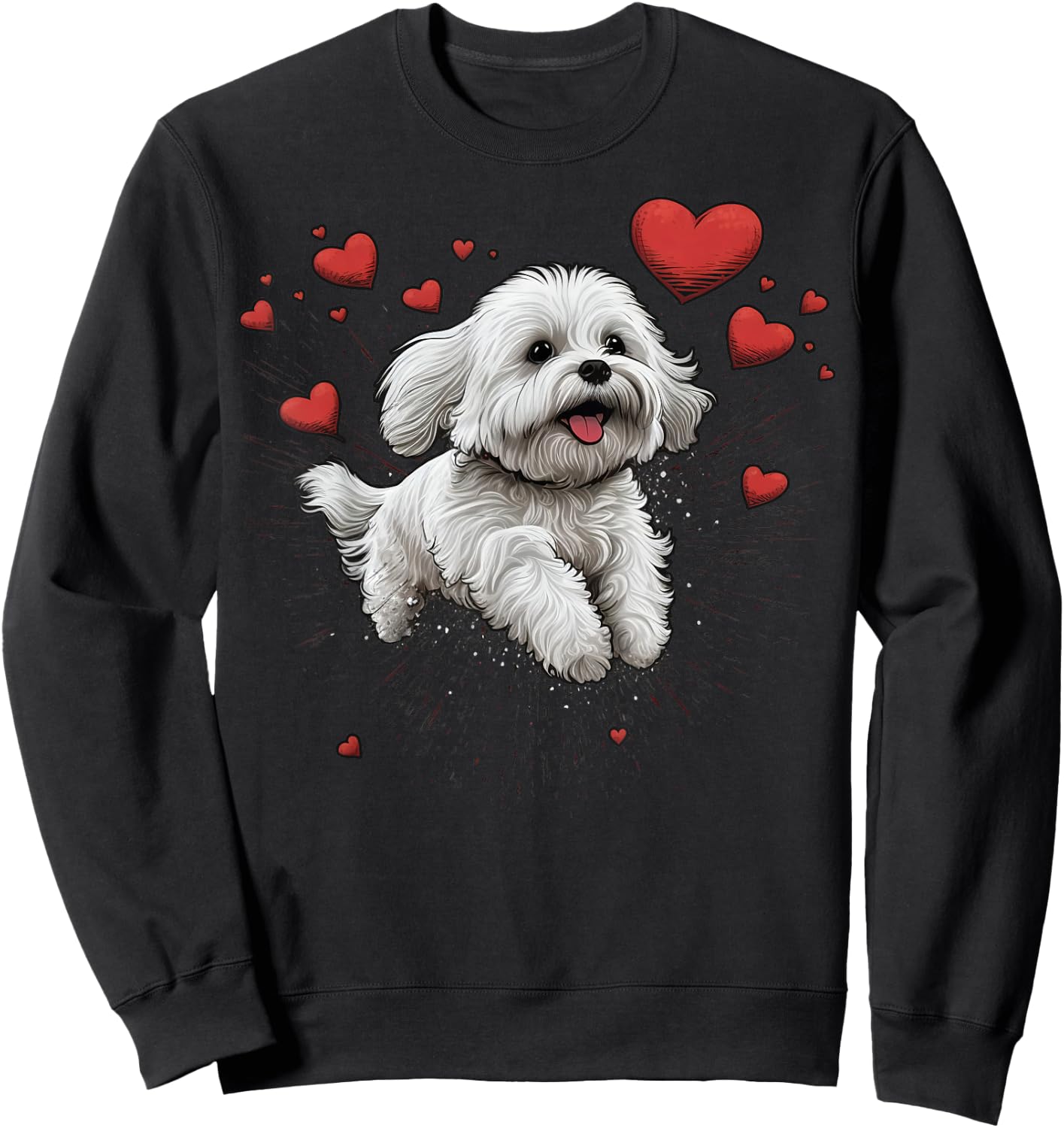 Maltese dog Love Heart for Valentines Day Maltese dog Lover Sweatshirt - Sweatshirt | Black