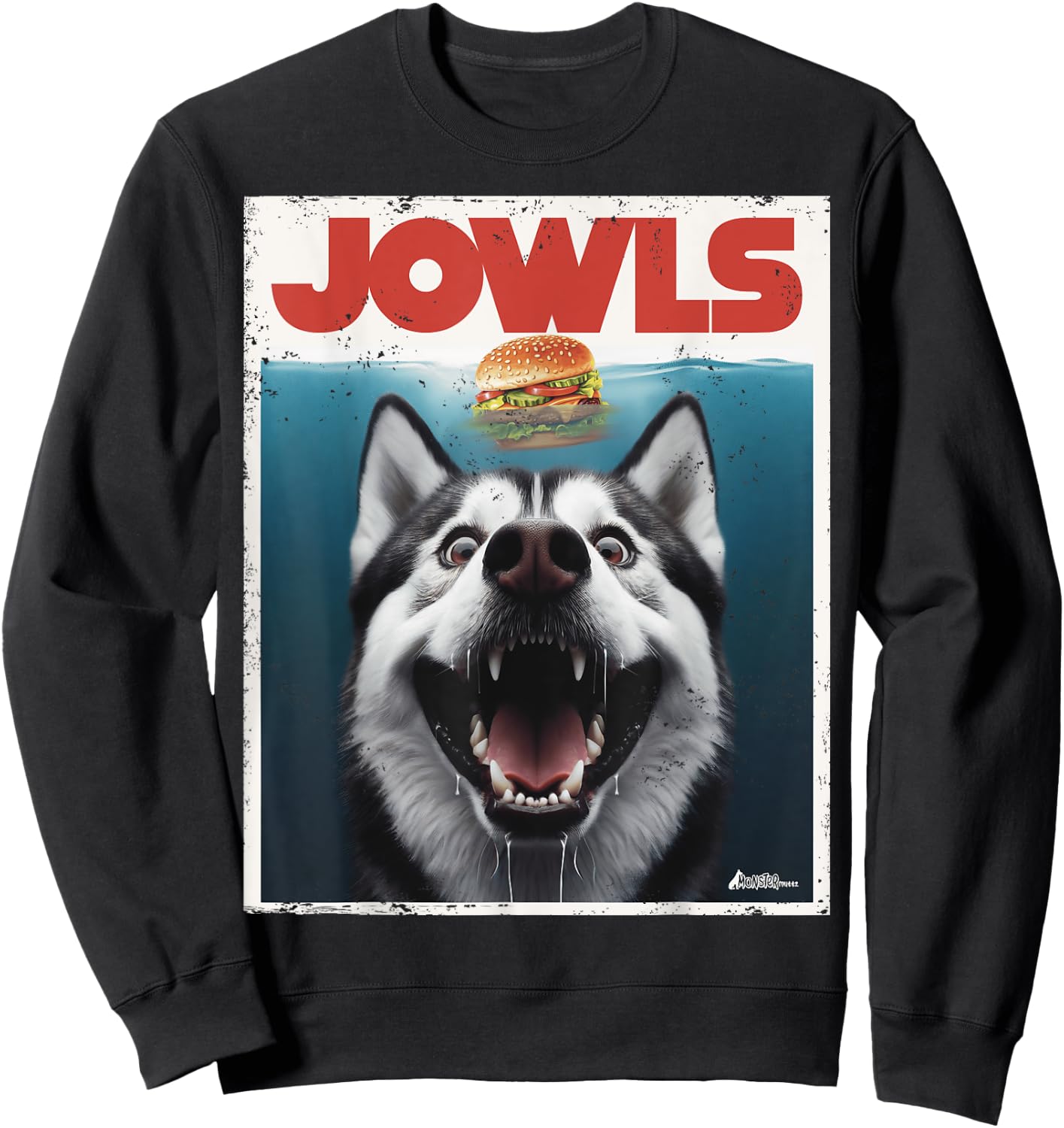 Funny Siberian Husky Jowls, Sled Dog Mom Top Alaskan Dog Dad Sweatshirt - Sweatshirt | Black