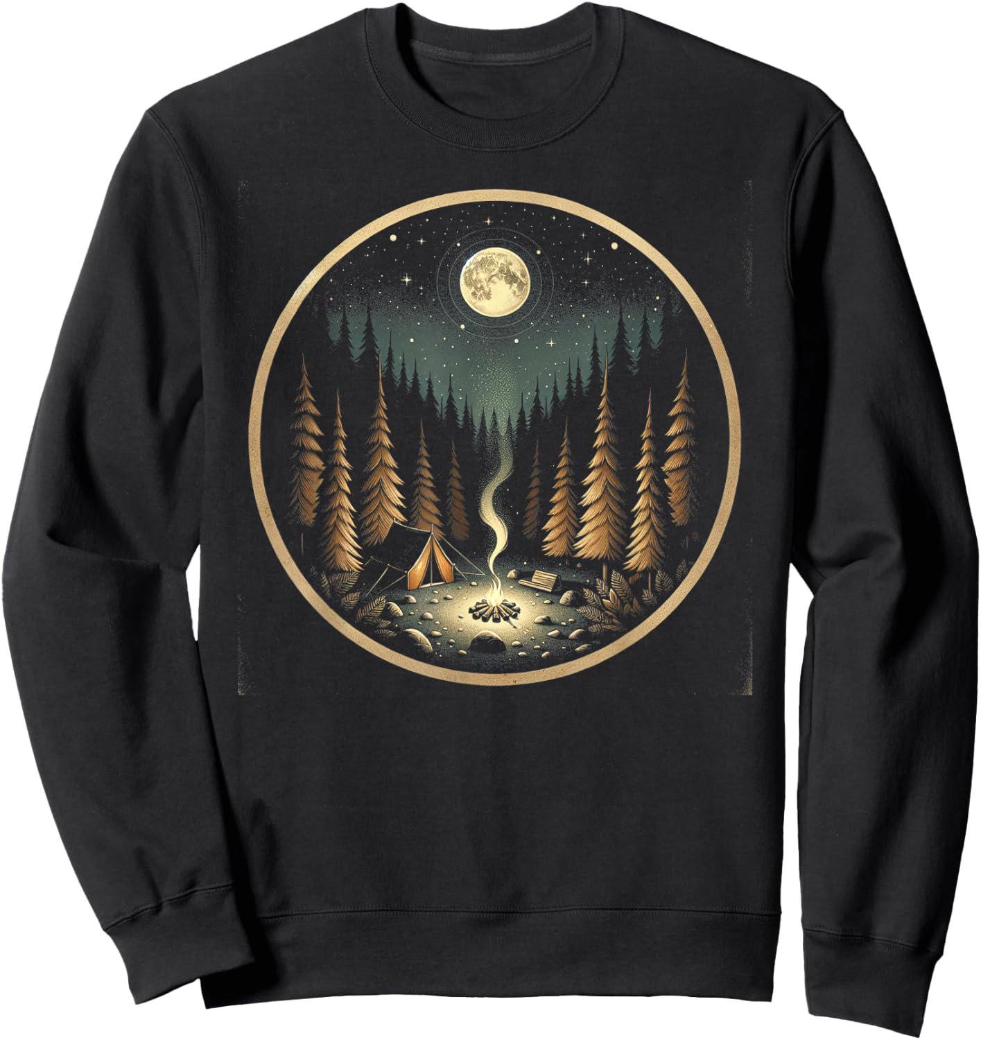 Moonlit Camping Adventure Sweatshirt - Sweatshirt | Black