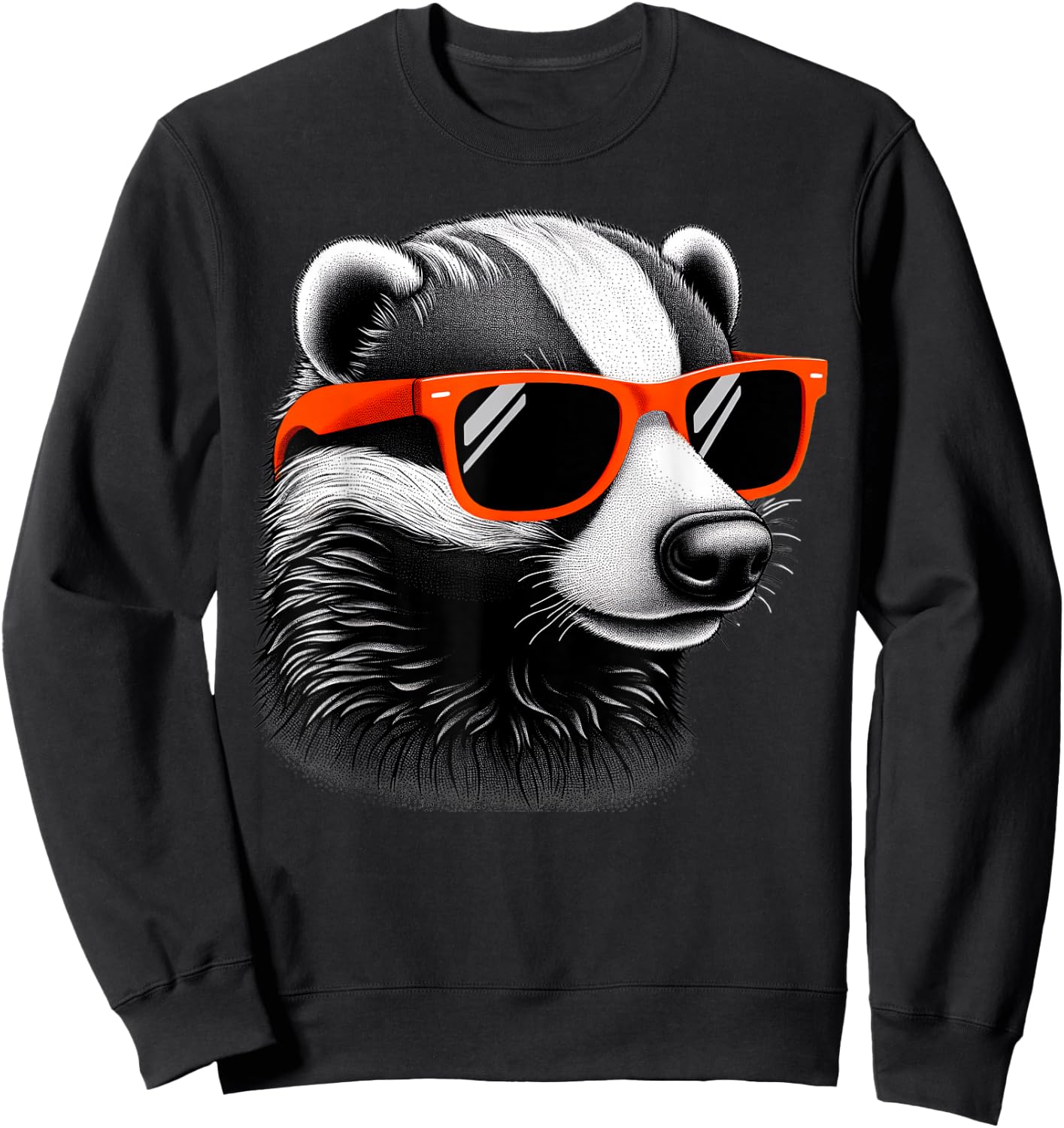 Cool Honey Badger Wearing Sunglasses Graphic Art Women Kids Sweatshirt - Sweatshirt | Black