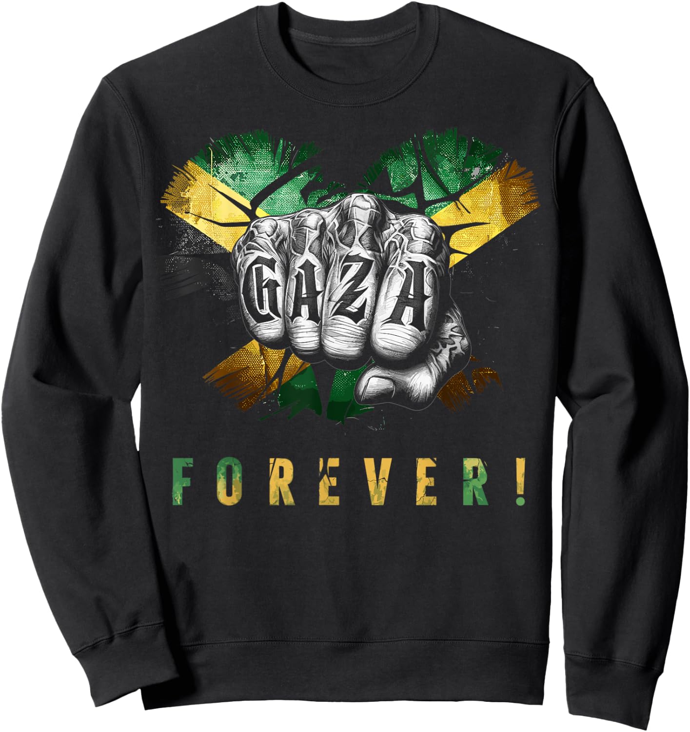 Gaza Forever Jamaican Flag Dancehall Vybz Fans Men, Women's Sweatshirt - Sweatshirt | Black