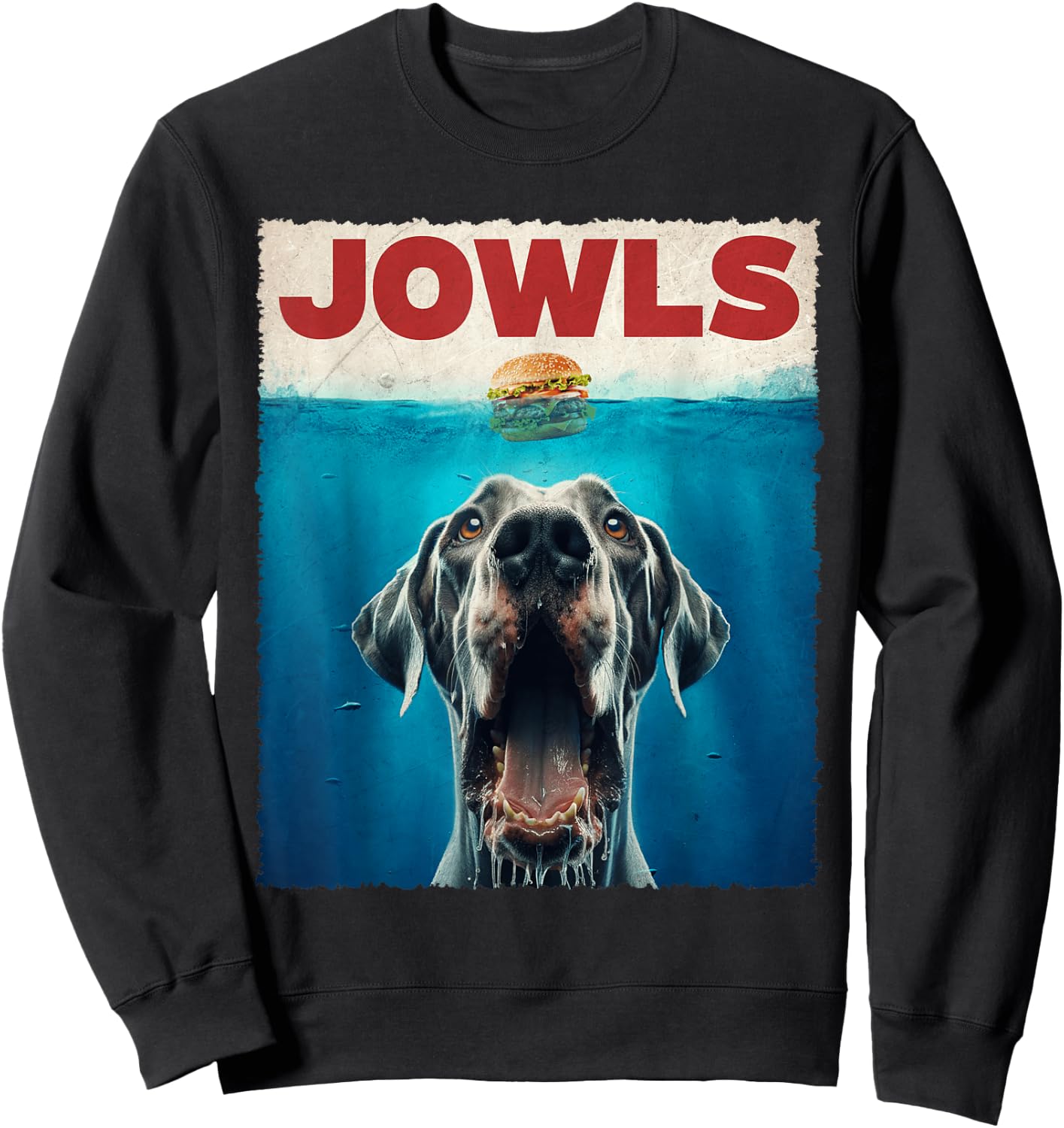 Great Dane Jowls Dogs Vintage Art Funny Animal Love Fastfood Sweatshirt - Sweatshirt | Black