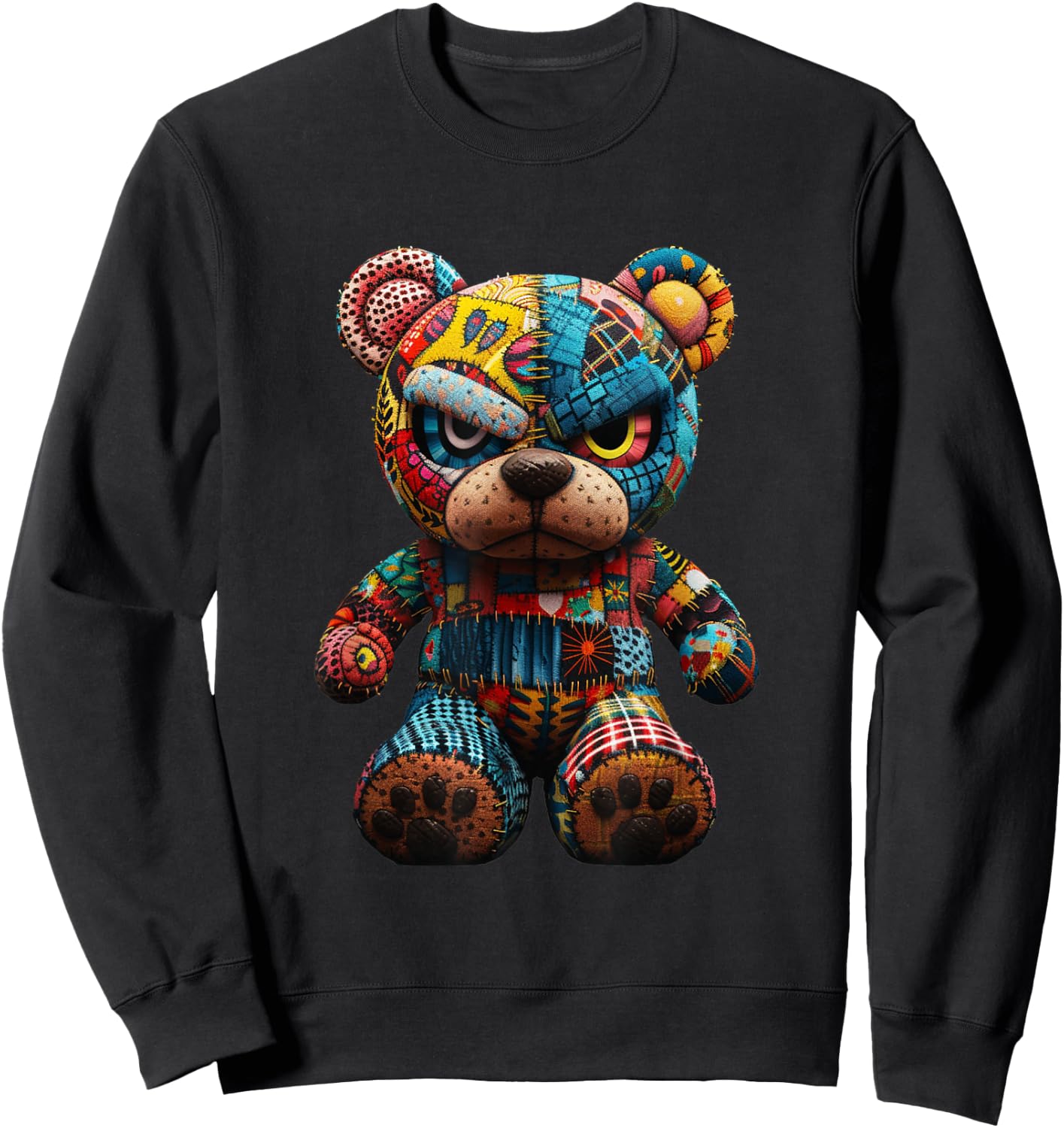 Funny Graphic Angry Teddy Bear Streetwear Sweatshirt - Sweatshirt | Black