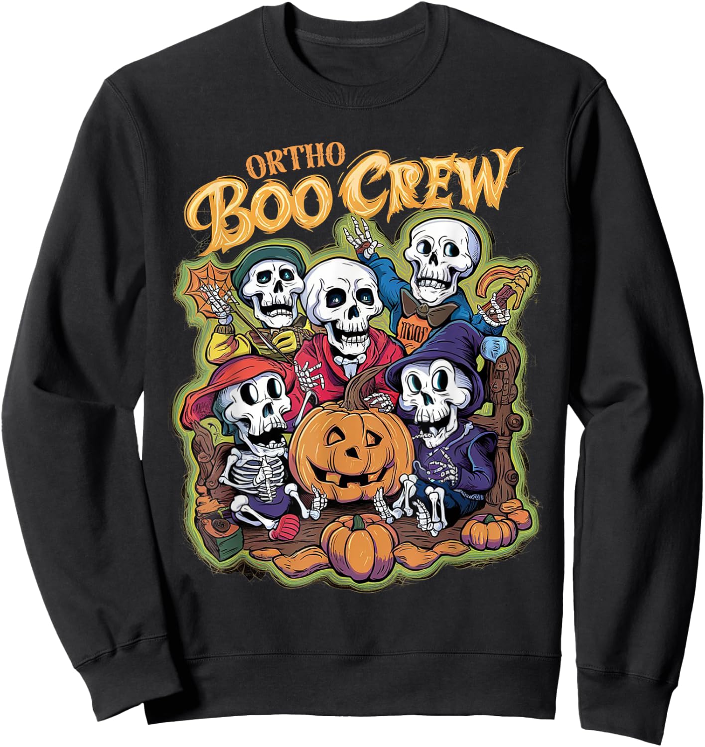 Ortho Squad Spooky Ortho Orthopedic Halloween Boo Crew Sweatshirt - Sweatshirt | Black