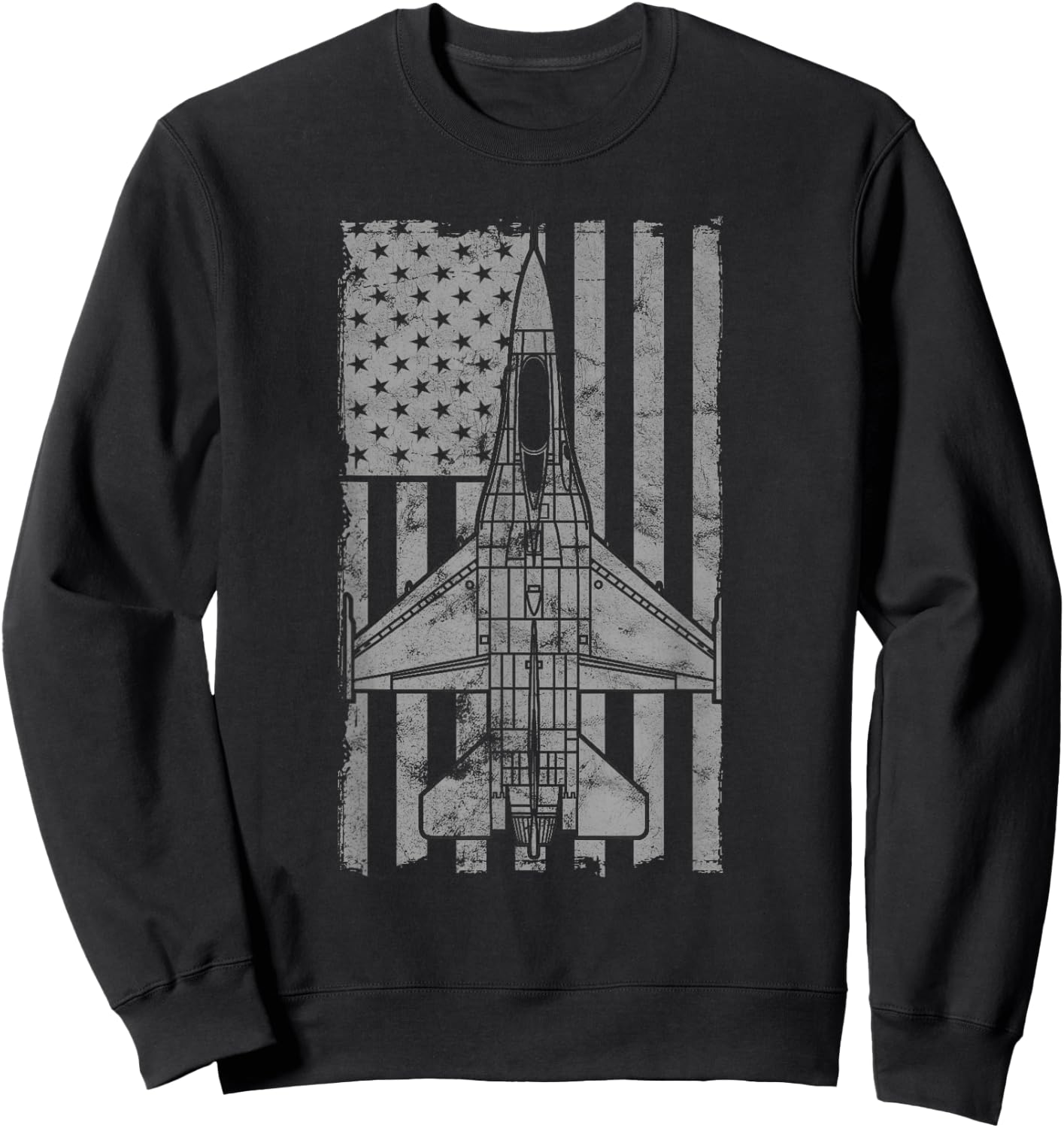 F-16 "Viper" Jet Fighter Vintage Flag Sweatshirt - Sweatshirt | Black