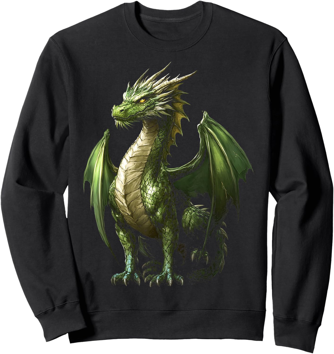 Green Dragon Motif Mythical Art Green Dragon Sweatshirt - Sweatshirt | Black