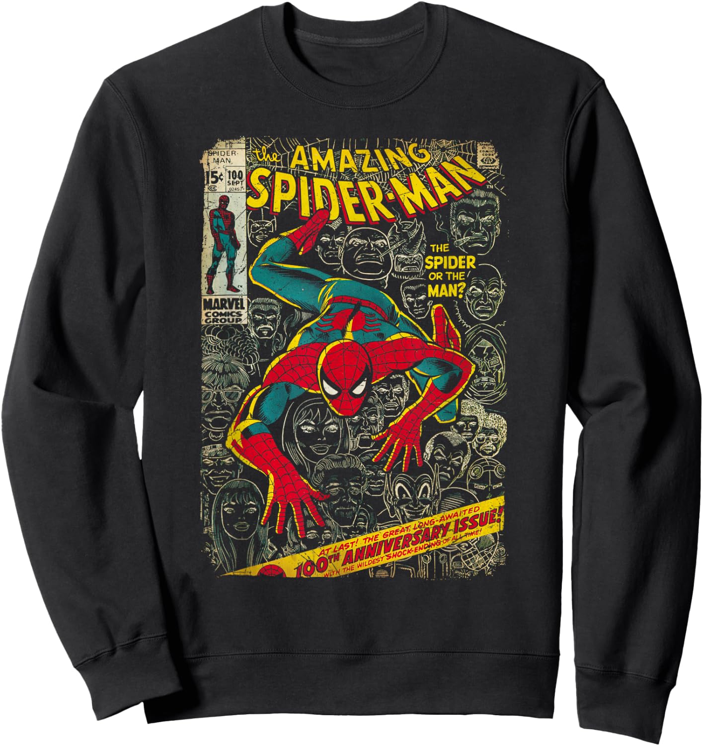 Marvel Spider-Man Comic Book Anniversary Short Sleeve Sweatshirt - Sweatshirt | Black