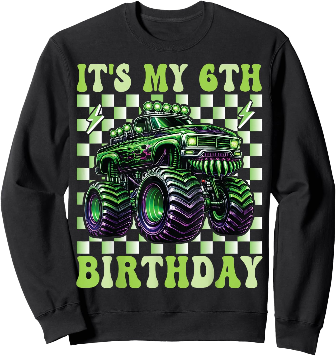 Its My 6th Birthday Monster Truck 6 Year Old Boys 6th Party Sweatshirt - Sweatshirt | Black