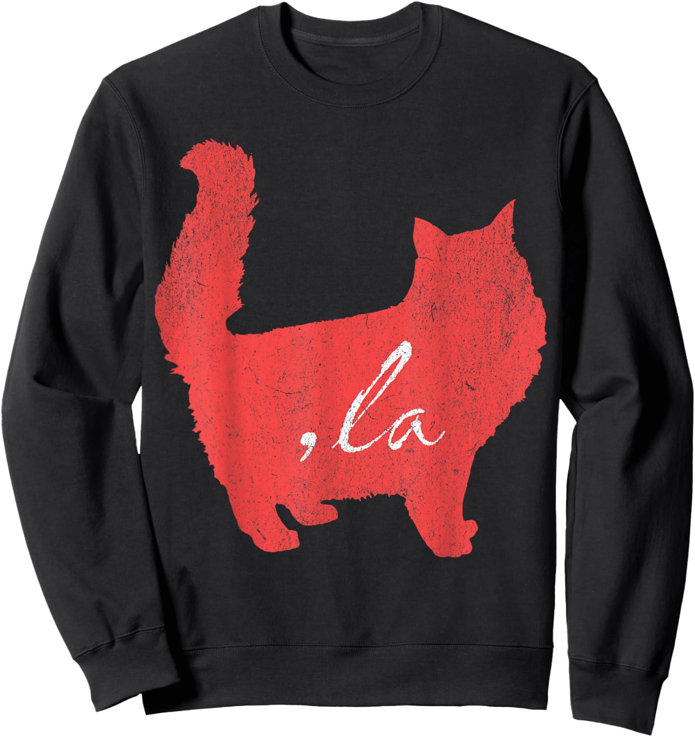 la/ Comma la/Comma la in A Red Cat Silhouette Women Girls Kids Sweatshirt - Sweatshirt | Black