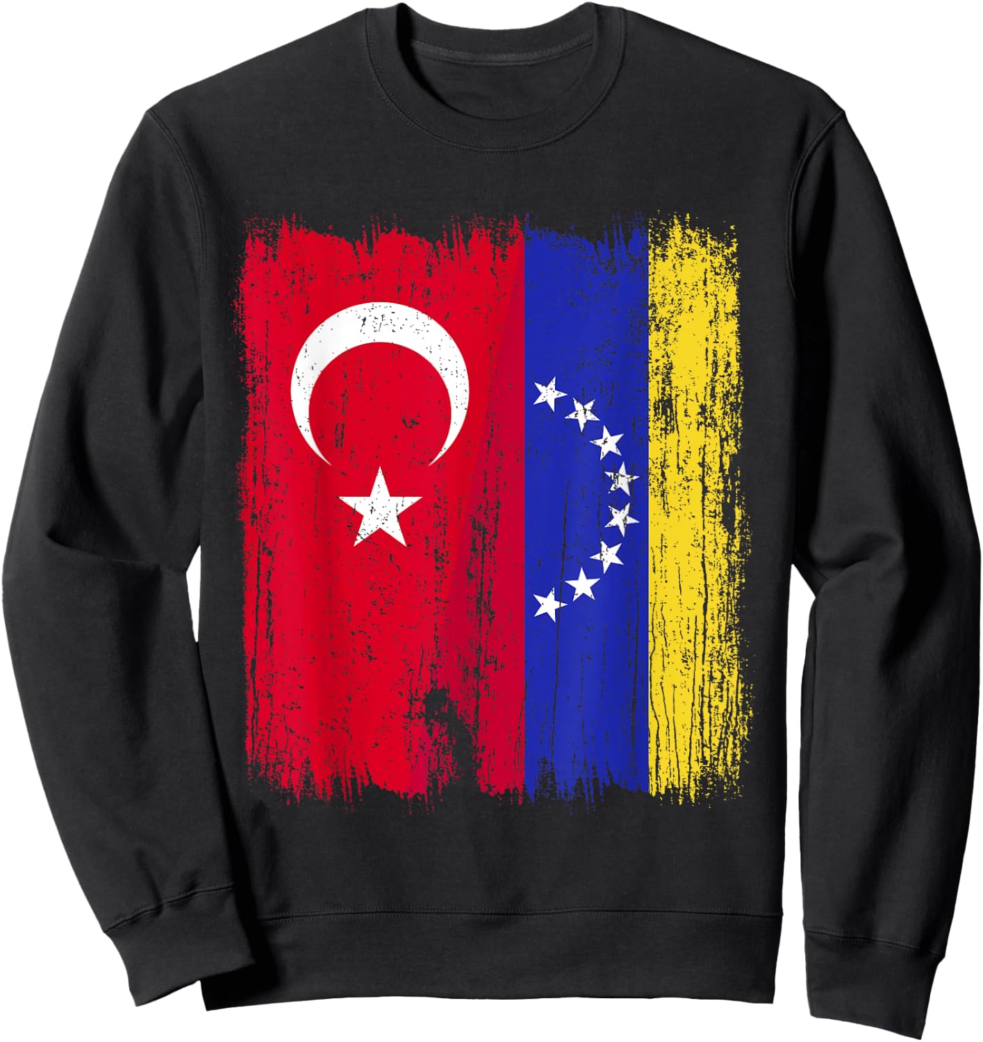 Turkey Venezuela Half Flag Turkish Venezuelan Jersey Sweatshirt - Sweatshirt | Black