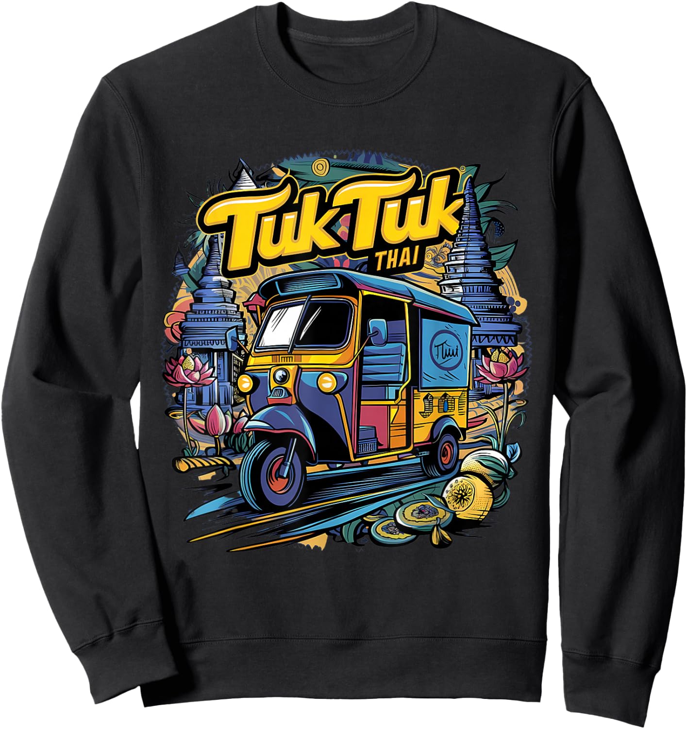 Vibrant Tuk Tuk Thai Adventure Sweatshirt - Sweatshirt | Black