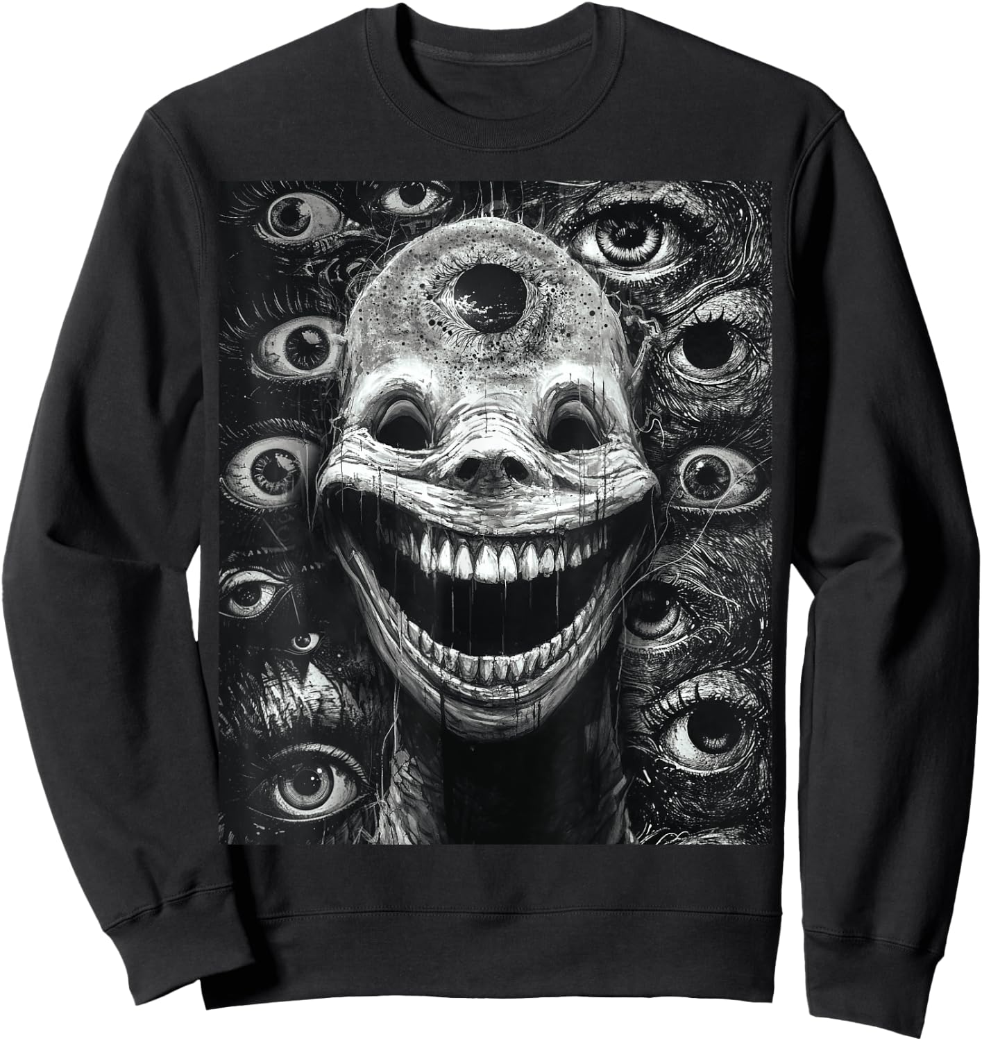 Creepy gothic grin of the abyss Horror Nightmarish Sinister Sweatshirt - Sweatshirt | Black