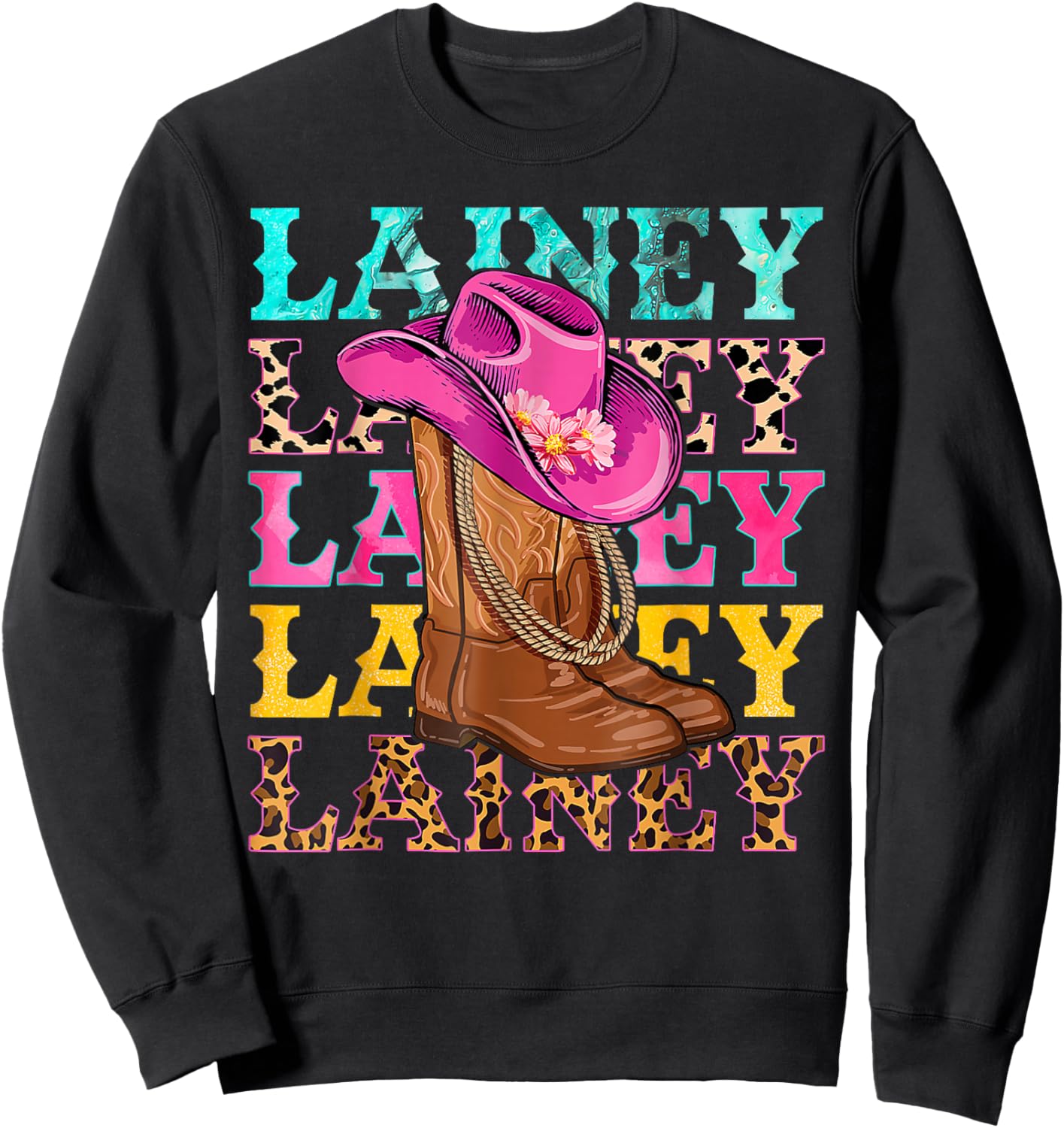 Western Cowgirl Lainey Personalized Black -Kids Western Casual Sweatshirt - Sweatshirt | Black
