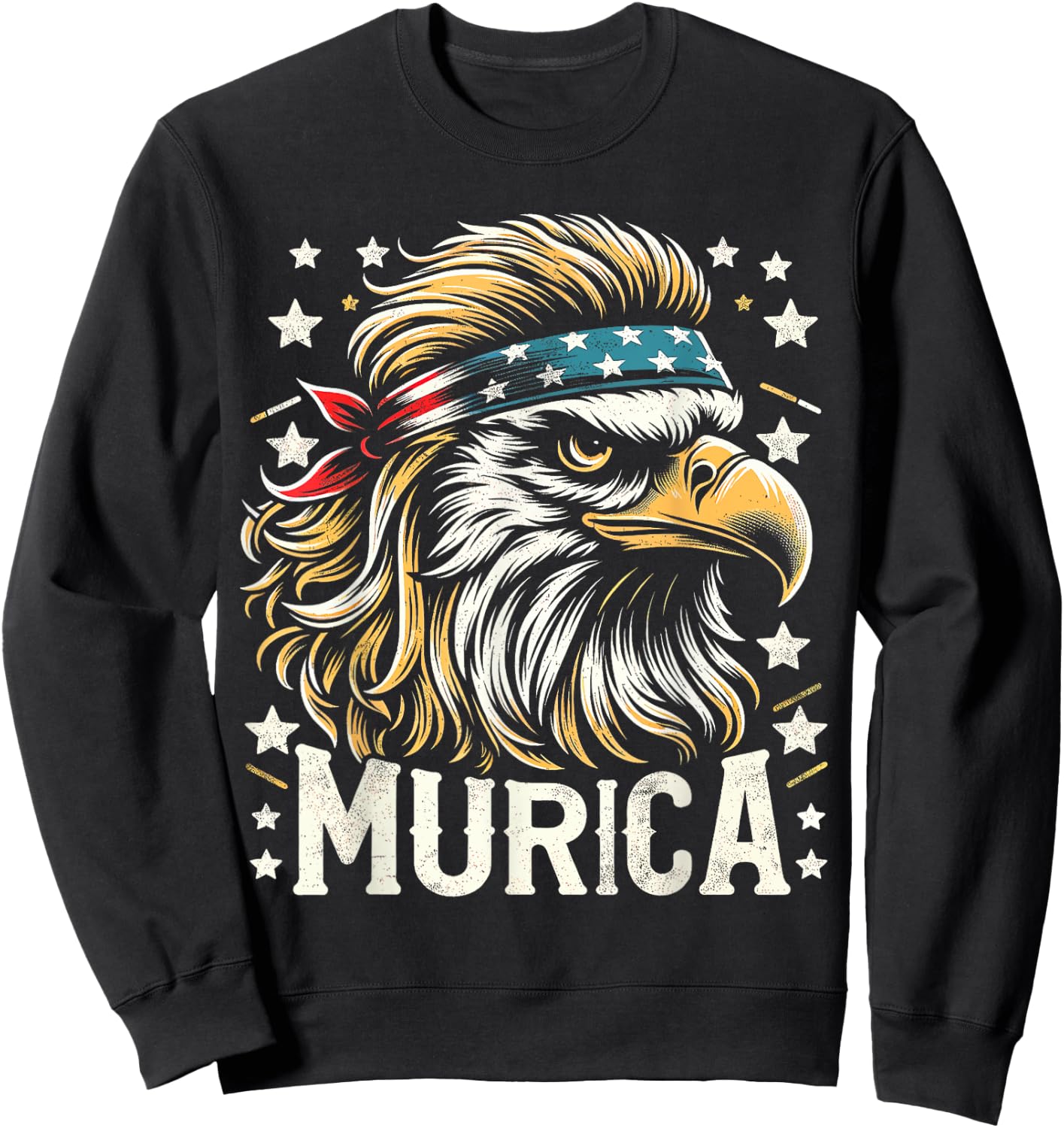 4th of July Patriotic Funny Eagle July 4th USA Murica Sweatshirt - Sweatshirt | Black