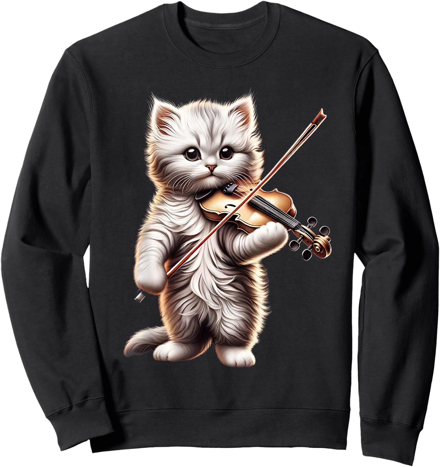 Funny Orchestra Musician Violinist Cute Cat Playing Violin Sweatshirt - Sweatshirt | Black