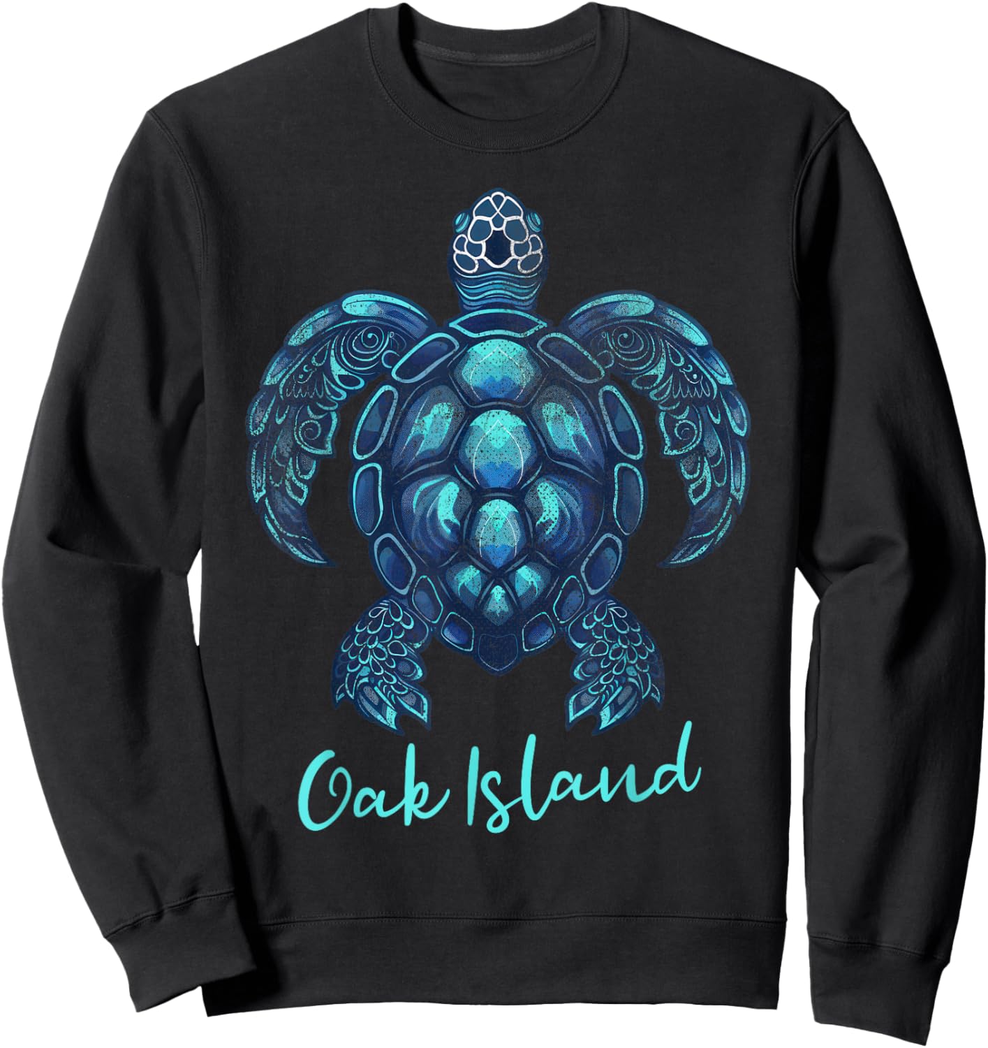 Oak Island North Carolina NC Turtle Selfie Sweatshirt - Sweatshirt | Black