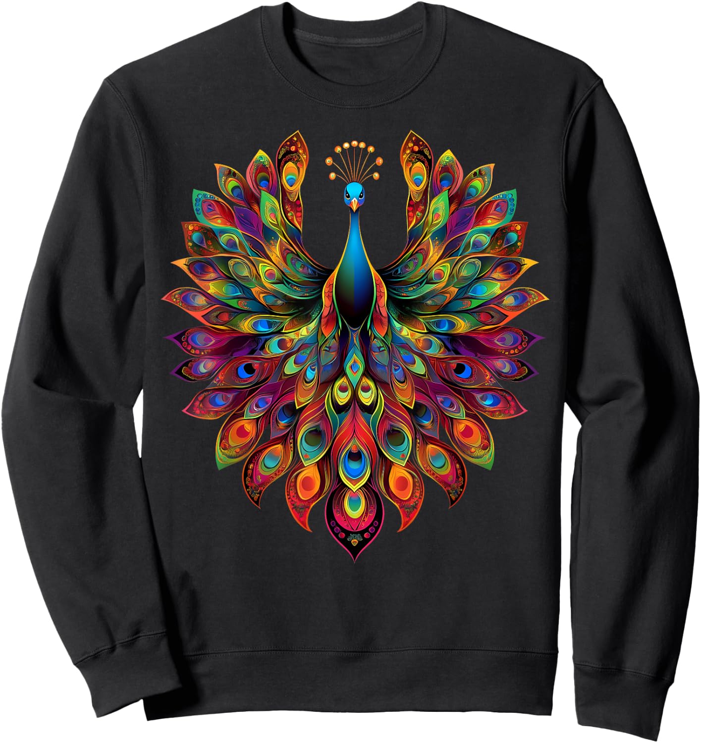Colorful Peacock Cute Peafowl Bird Lover Men Women Black Sweatshirt - Sweatshirt | Black
