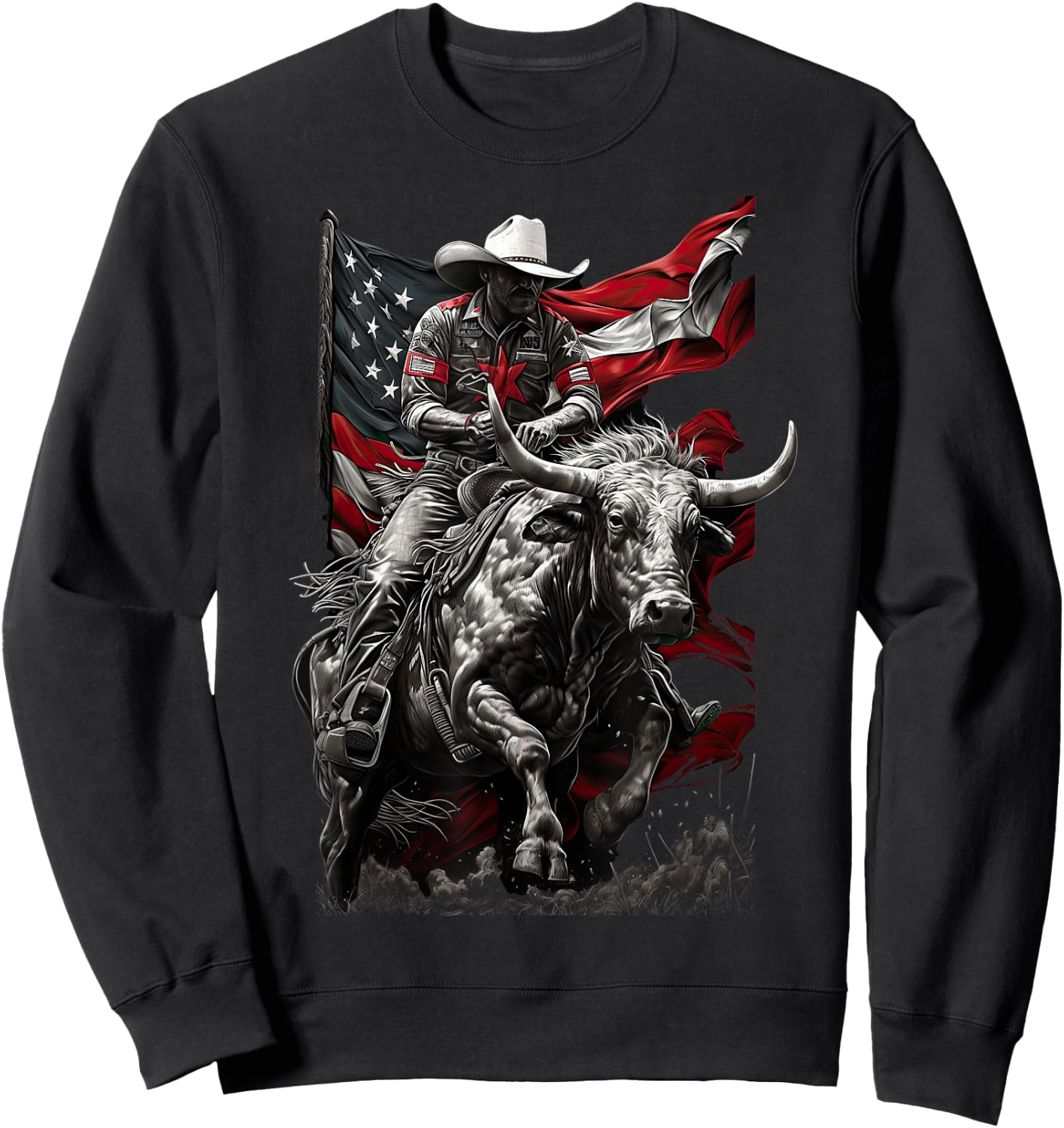 Rodeo Bucking Bull Riding Cowboy western Sweatshirt - Sweatshirt | Black