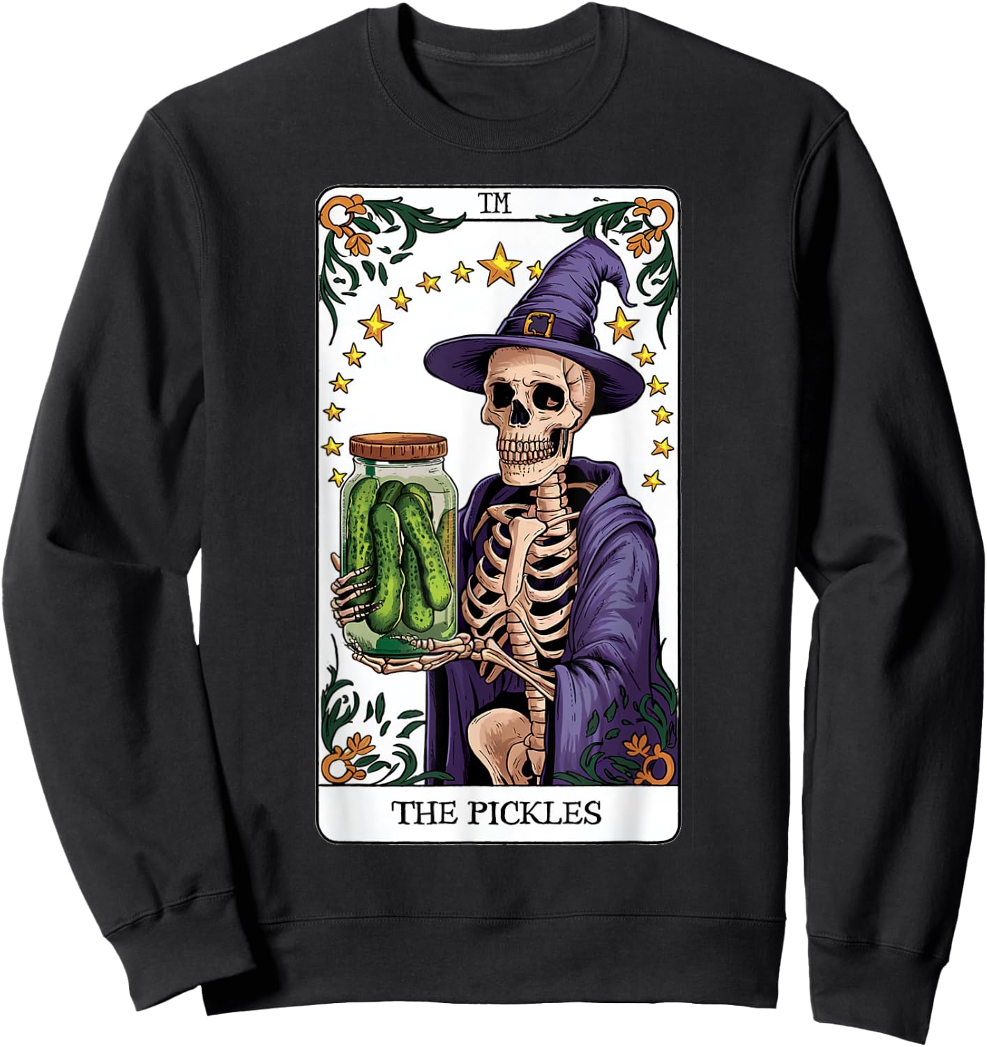 Wizard Pickles Tarot Card Skeleton Canning Season Gardener Sweatshirt - Sweatshirt | Black