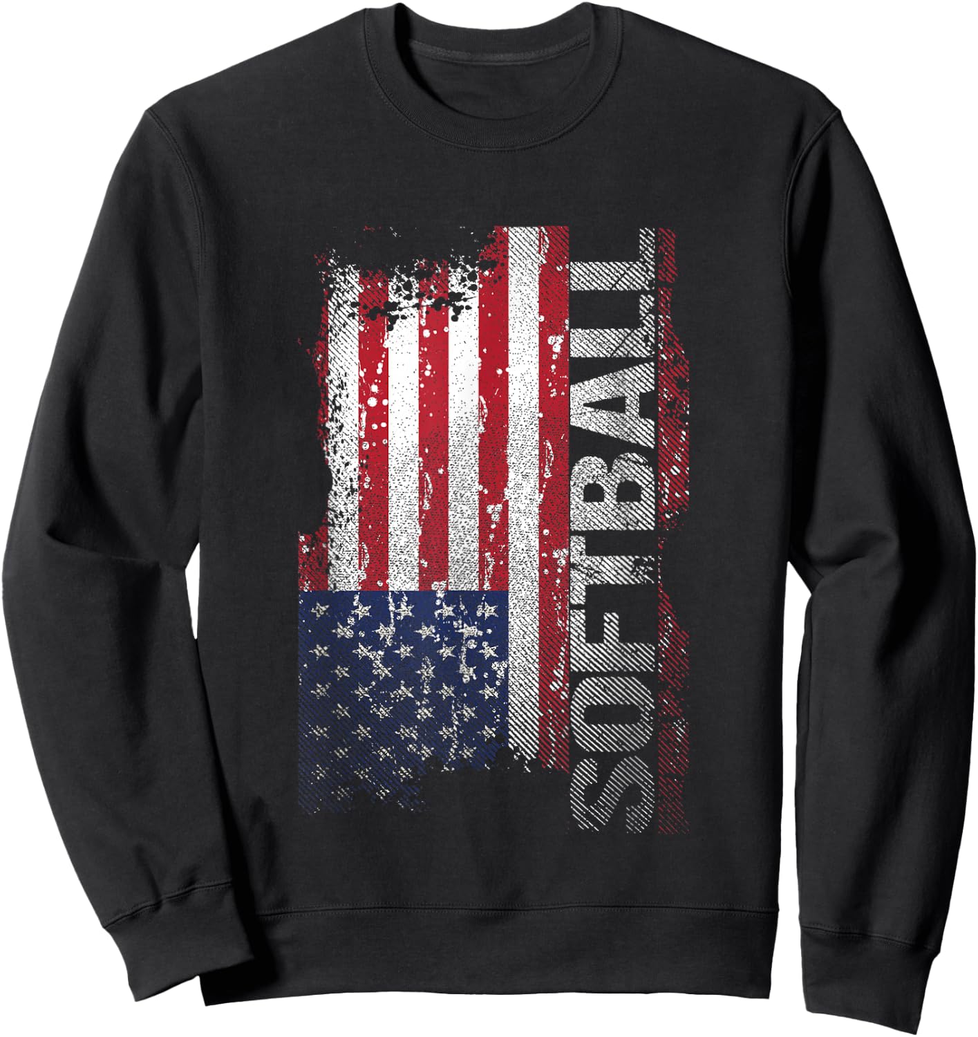USA Flag Softball Player Gift Sweatshirt - Sweatshirt | Black