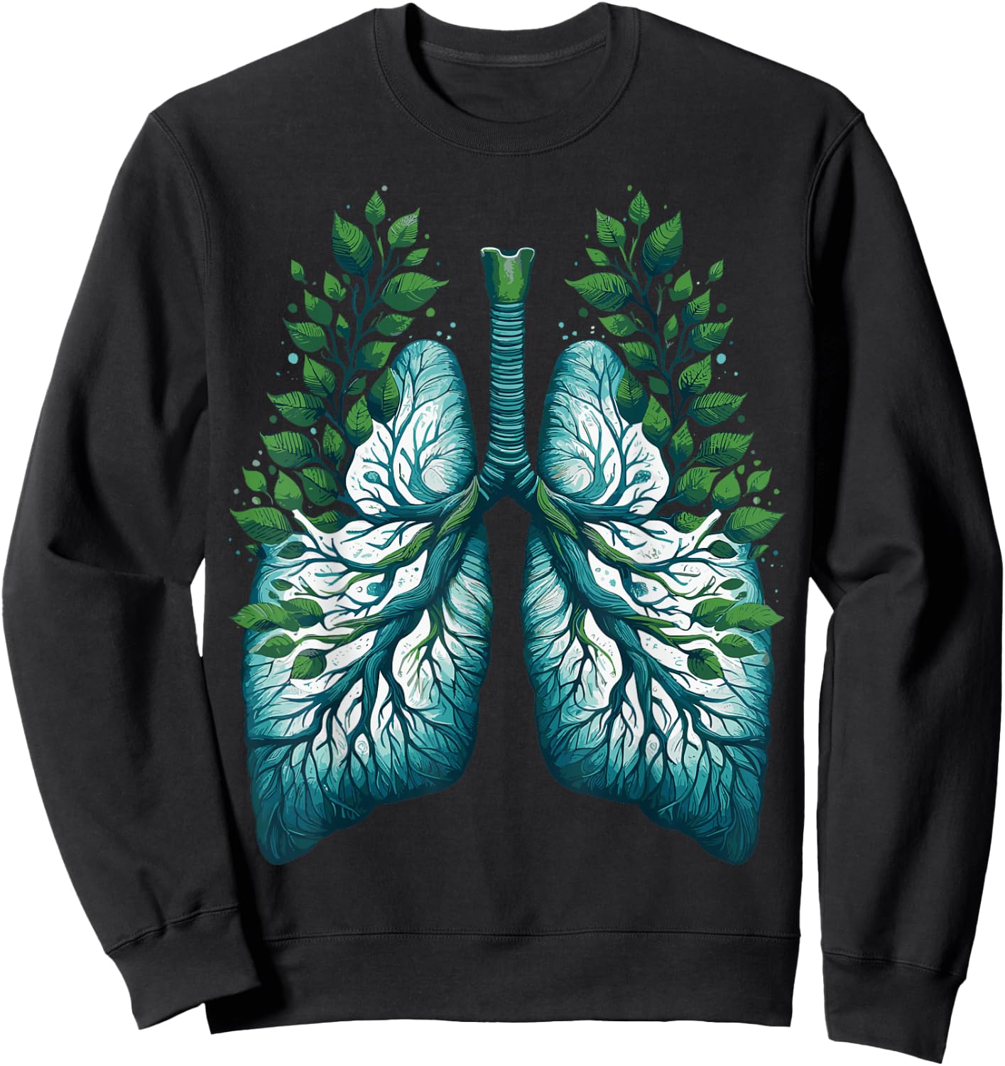 Lungs Tree Nature Art Green Leaves Women Sweatshirt - Sweatshirt | Black